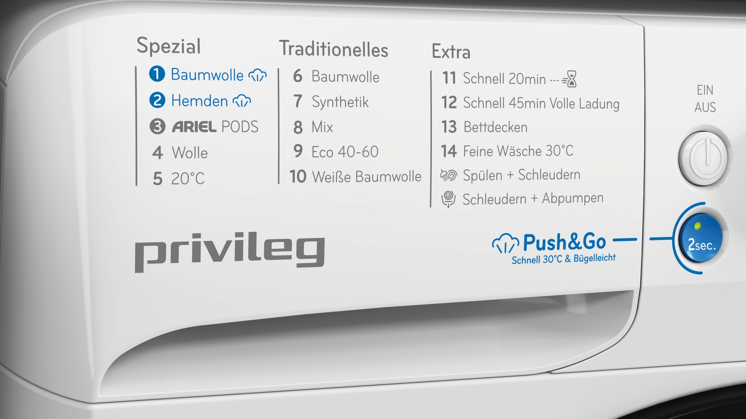 Privileg Waschmaschine »PWFV X 953 AA«, 9 kg, 1400 U/min, Kurz 45' – bei voller Beladung