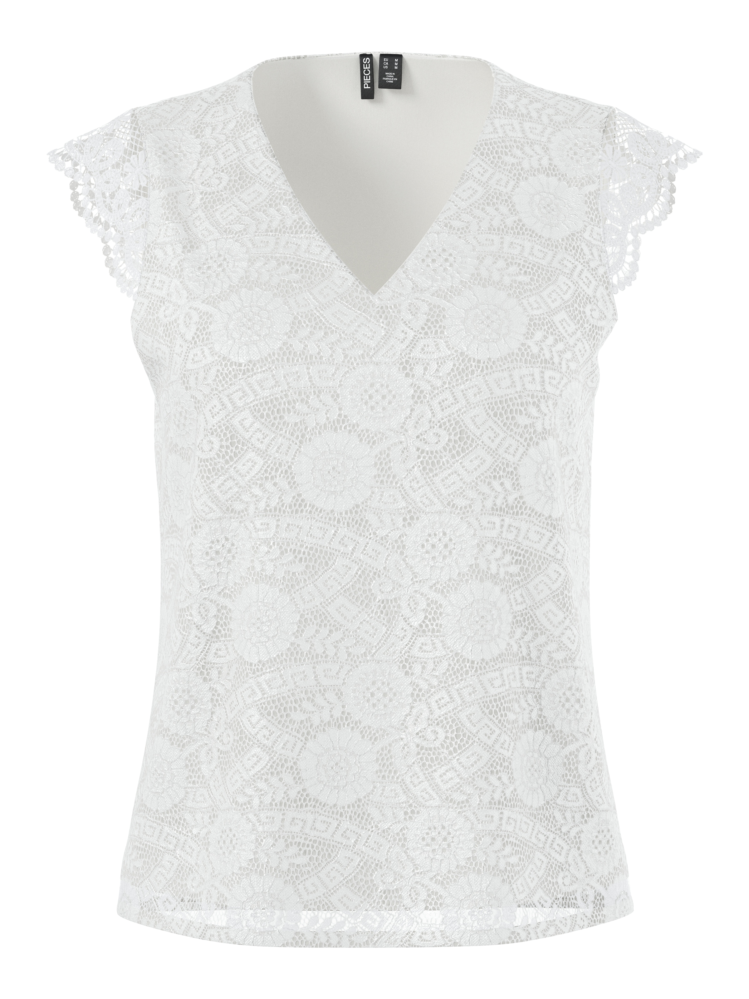 pieces Spitzentop »PCOLLINE SL LACE V-NECK TOP WVN NOOS«
