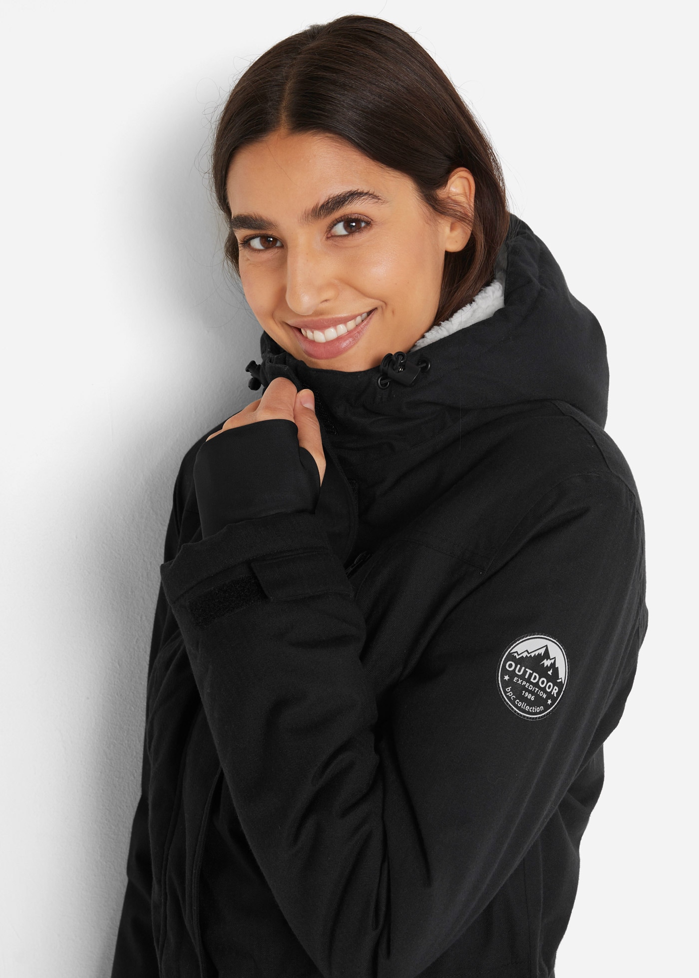 bonprix Funktionsparka »wasserdichte Funktions-Parka mit Teddyfleece in der Kapuze« mit Kapuze mit Teddyfleece, mit Kapuze, wasserdicht, lässig geschnitten