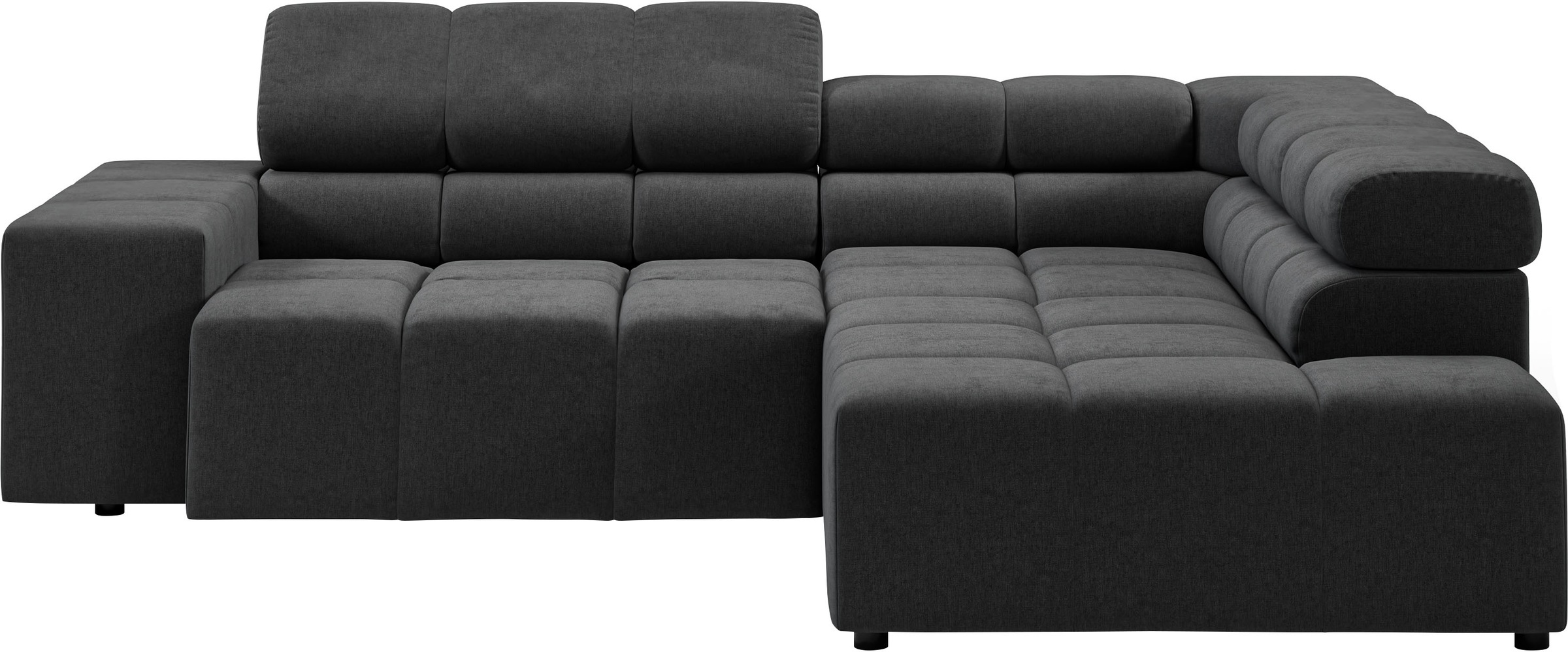 INOSIGN Ecksofa »Ancona, incl. Kopfteilverstellung + 3 Zierkissen, L-Form, bequem«, wahlweise motorische Sitztiefenverstellung, B/T(H: 249/215/70 cm