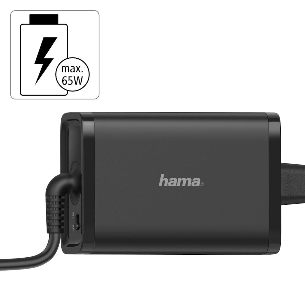 Hama Notebook-Netzteil »Universal-Notebook-Netzteil, 15-19V/65W 8 Notebookstecker«