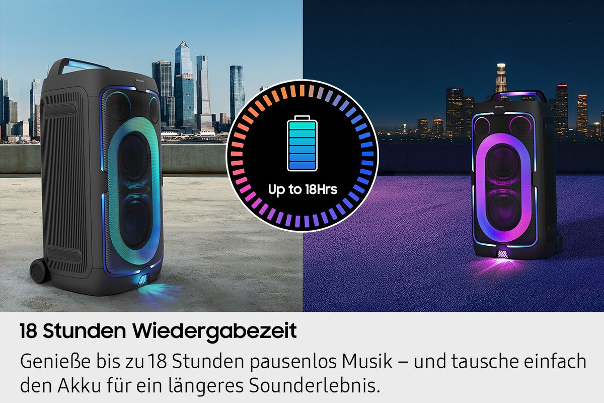 Samsung Party-Lautsprecher »Sound Tower MX-ST50F (2025)« 2.0 (Bluetooth Bassregelung | Beleuchtungseffekte | Lautstärkeregelung | Pairing | USB-Wiedergabe 240 W)