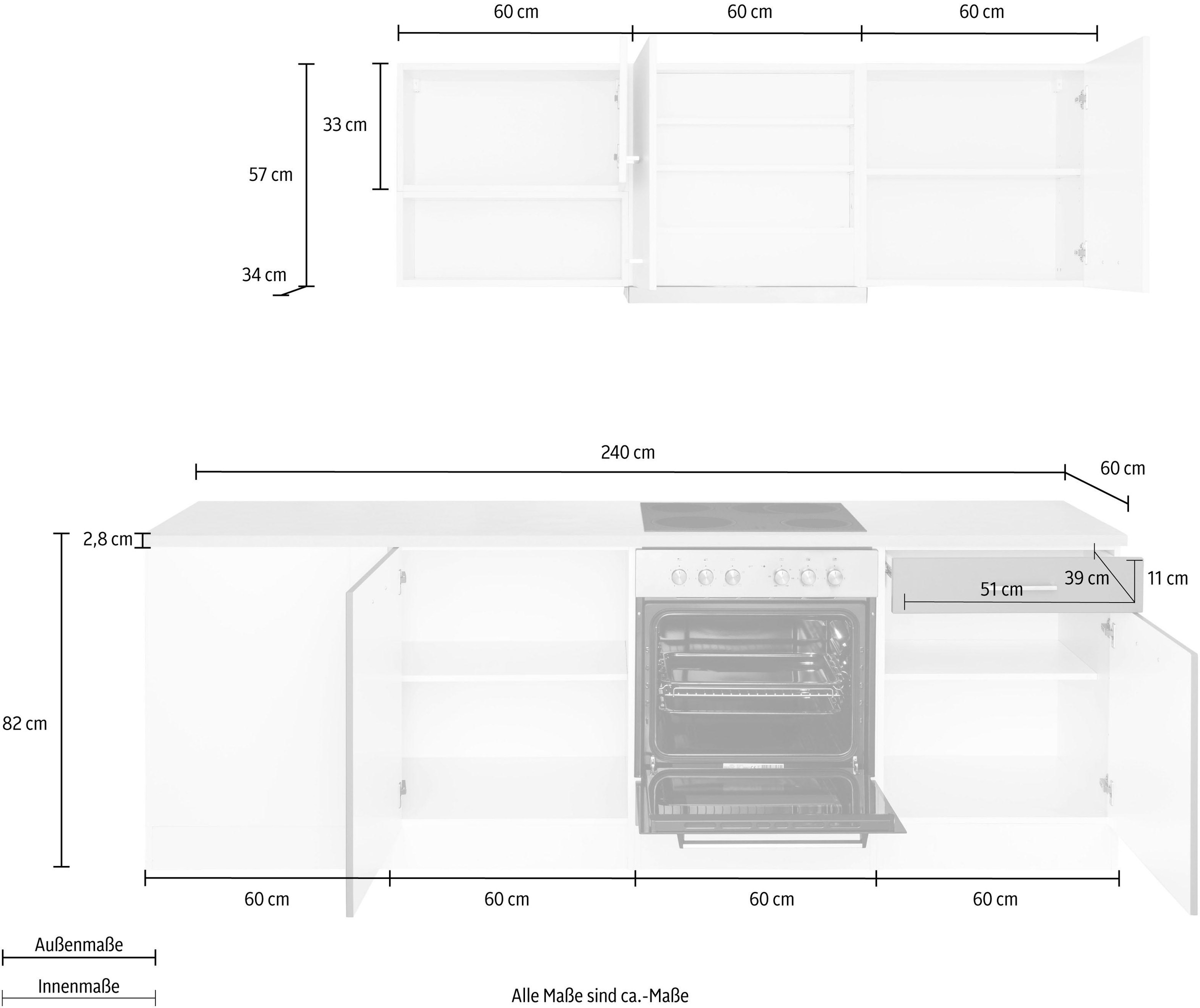 Kühlschrank 240cm u. E-Geräte, mit MÖBEL inkl. bequem Winkelküche bestellen Geschirrspüler HELD Winkel »Visby«, 240 x