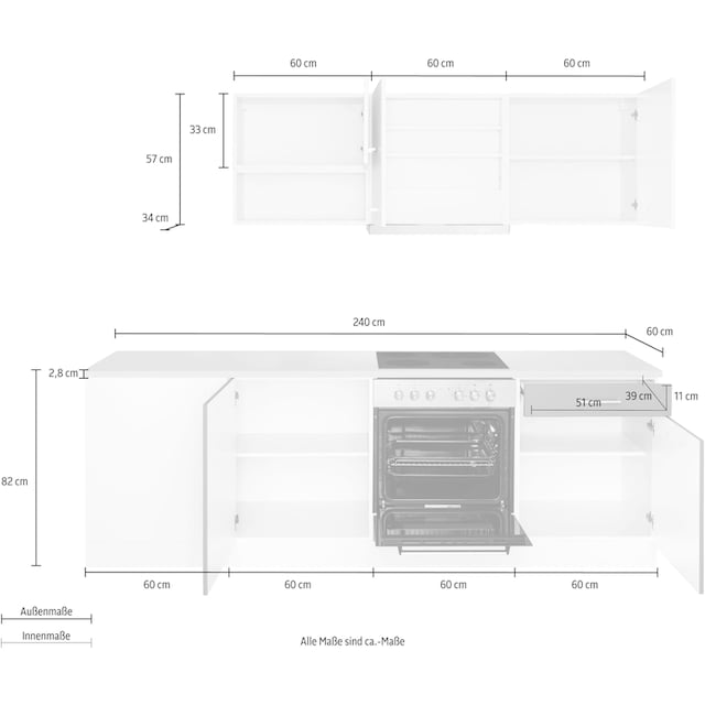HELD MÖBEL Winkelküche »Visby«, mit E-Geräte, Winkel 240 x 240cm inkl.  Kühlschrank u. Geschirrspüler bequem bestellen