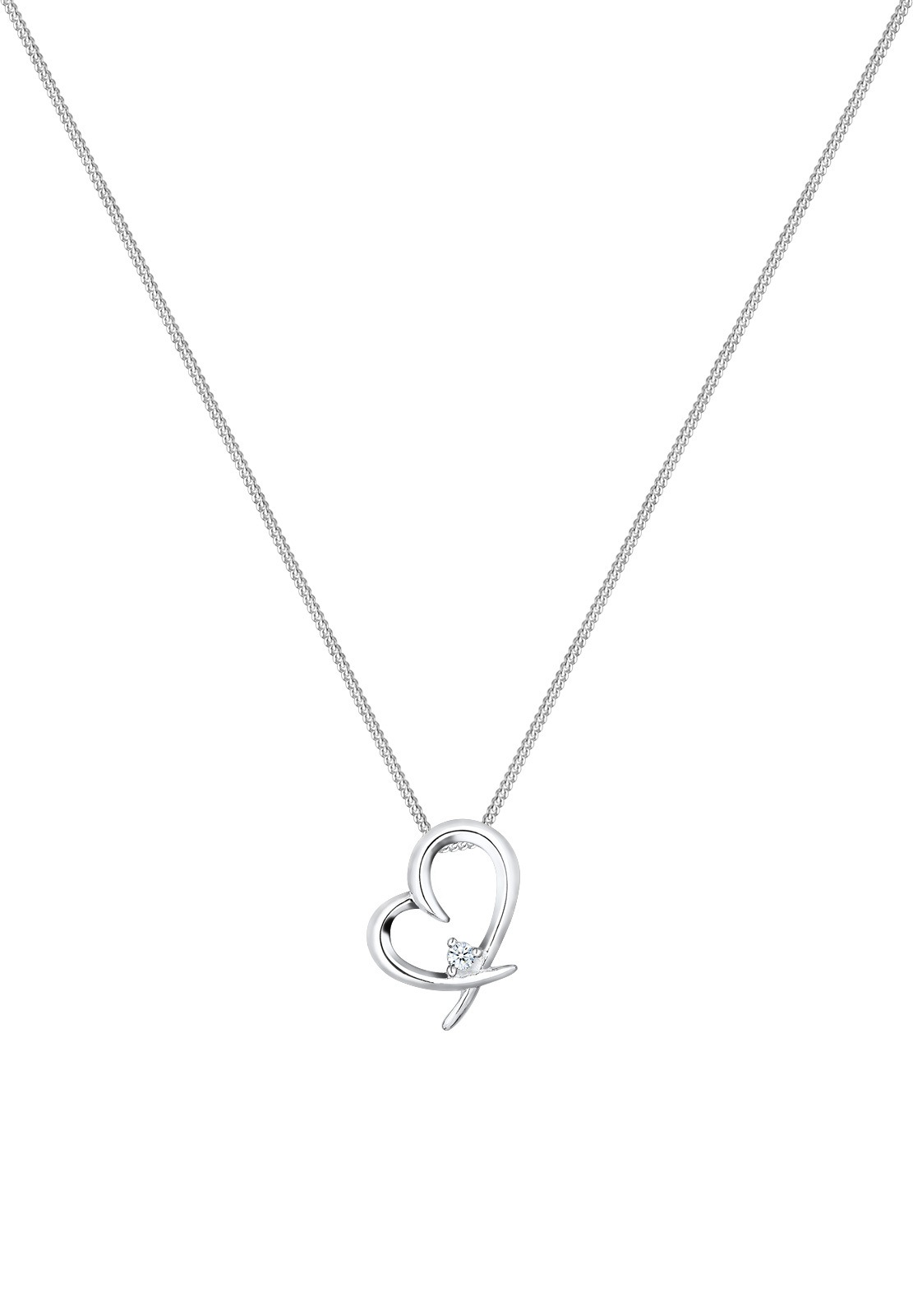 Elli DIAMONDS Silberkette »Halskette Herz Diamant Weiß Brillantschliff (0.03 ct) 925 Sterling Silber«