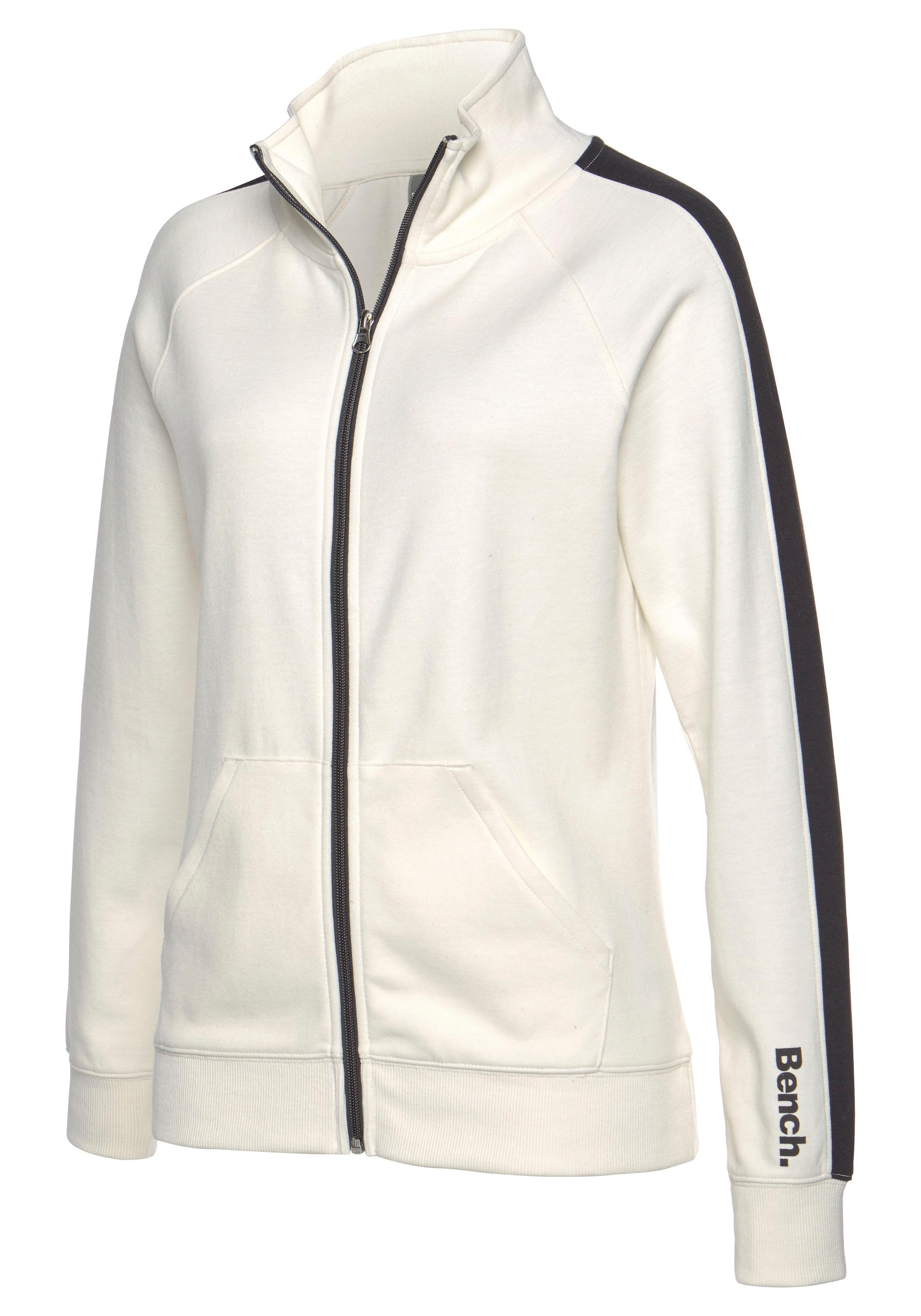 Bench. Loungewear Sweatjacke, mit Seitenstreifen und Stehkragen, Loungewear