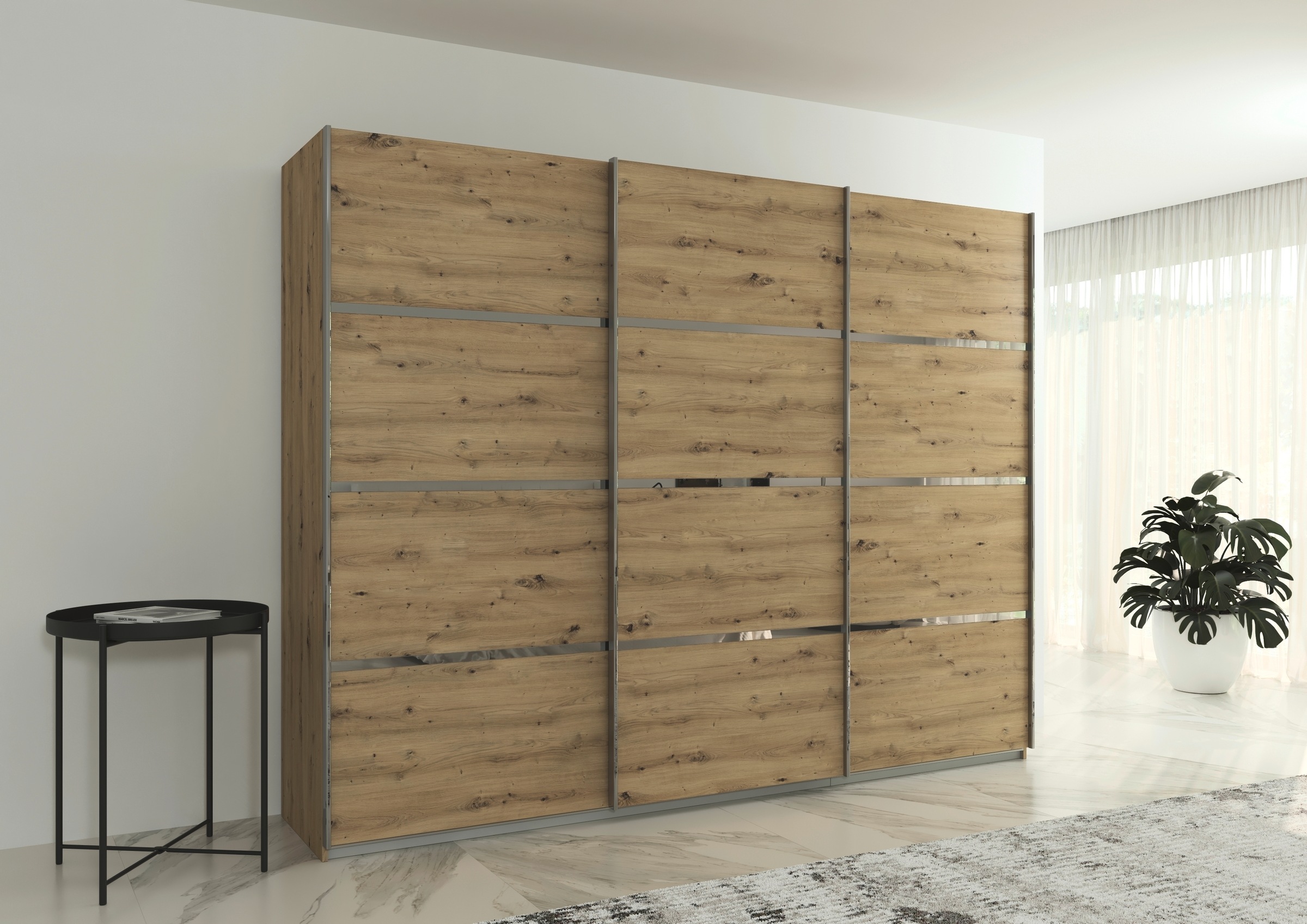 rauch Kleiderschrank »Schwebetürenschrank OTTO´s Choice Garderobe Schrank TOP ANGEBOT Avola«, (in 3 verschiedenen Ausstattungen BASIC/CLASSIC/PREMIUM), mit eleganten Zierleisten in Chrom, Schwarz oder Weiß MADE IN GERMANY