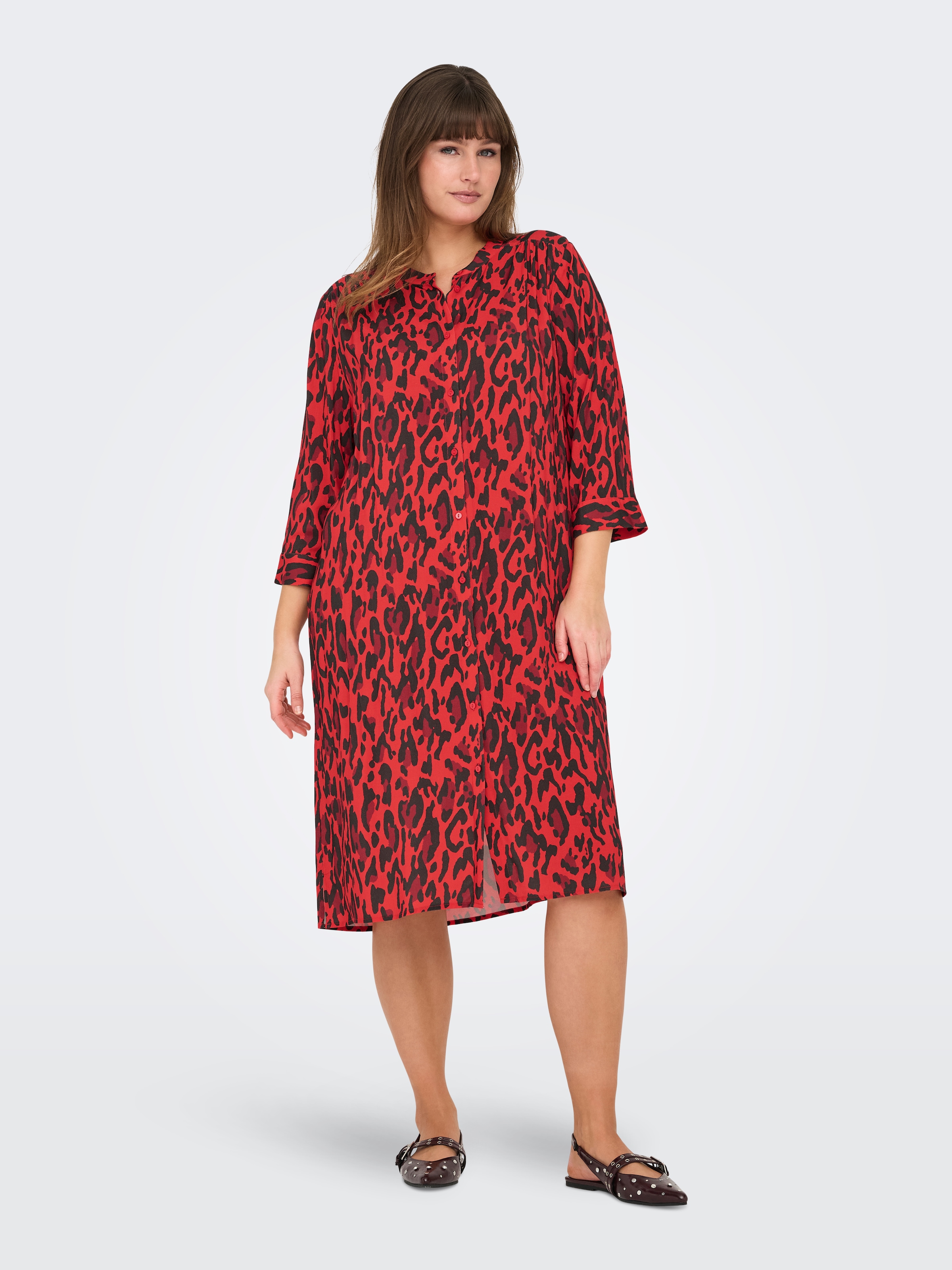 ONLY CARMAKOMA Blusenkleid »CARHARMONY LIFE 3/4 BLK DRESS AOP BS«