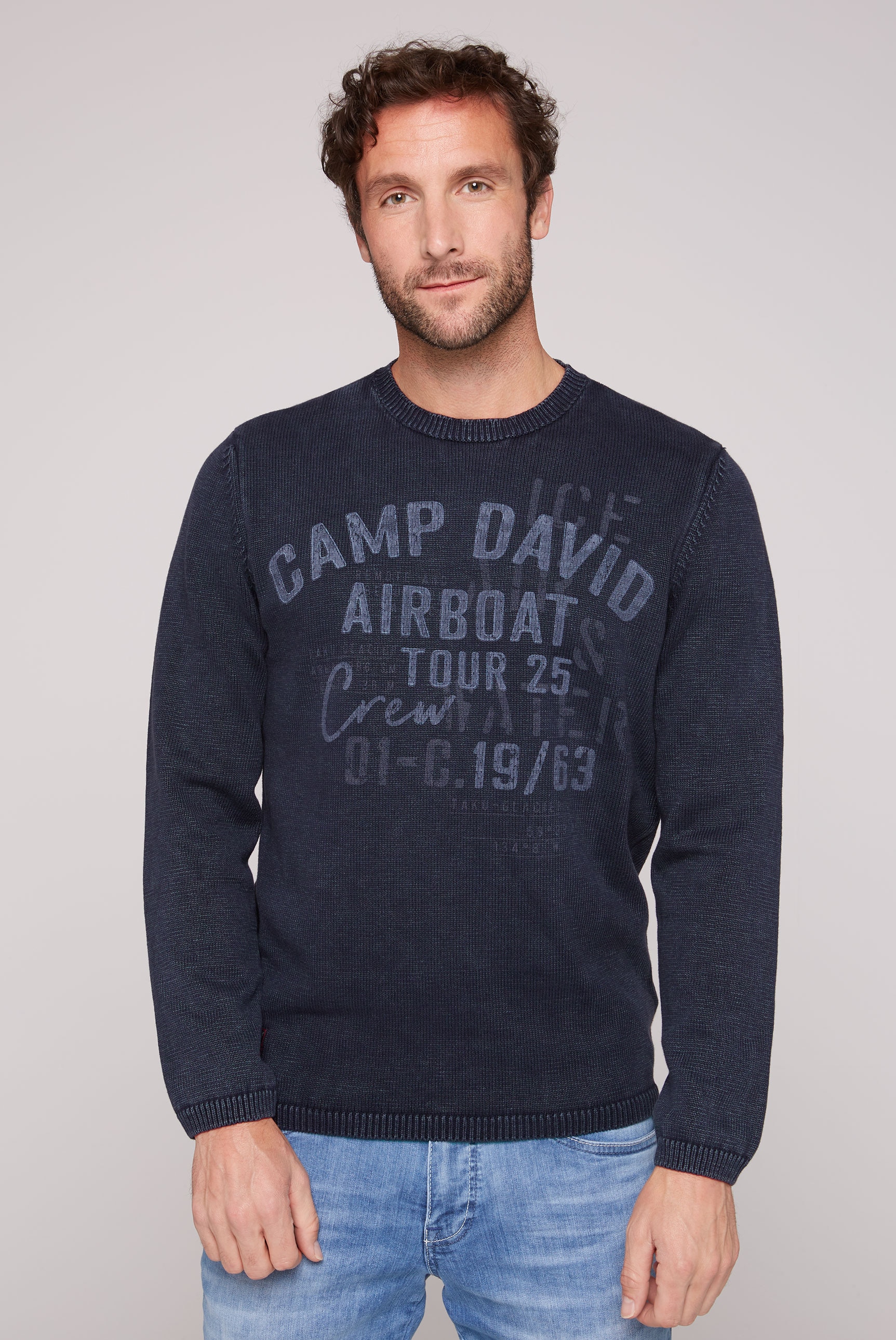 CAMP DAVID Rundhalspullover, mit Logoprints