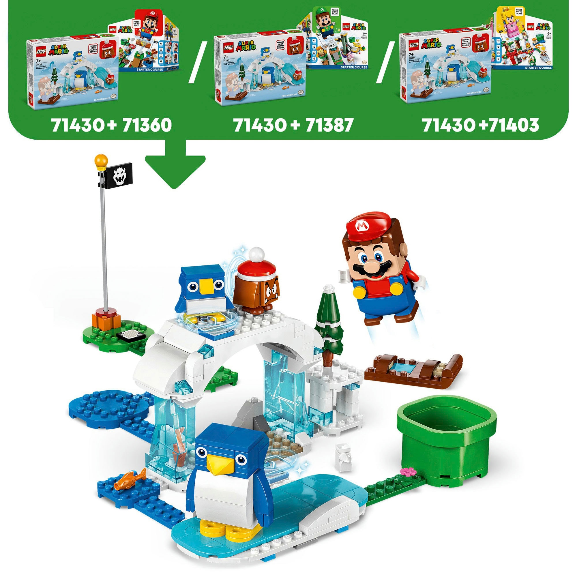 LEGO® Konstruktionsspielsteine »Schneeabenteuer mit Familie Pinguin (71430), LEGO Super Mario«, (228 St.), Erweiterungsset; Made in Europe