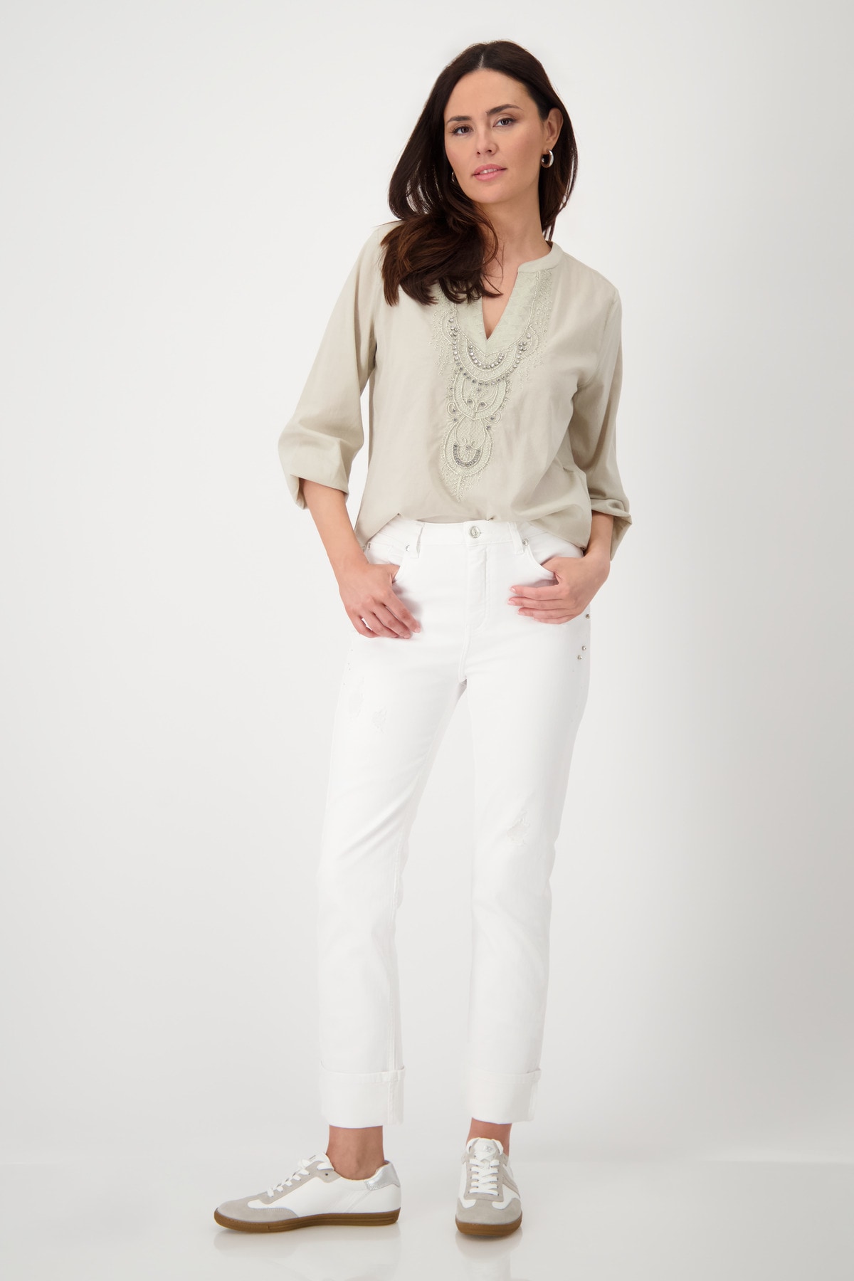 Monari Straight-Jeans »Hose Jeans 68cm«, Mit Gürtelschlaufen