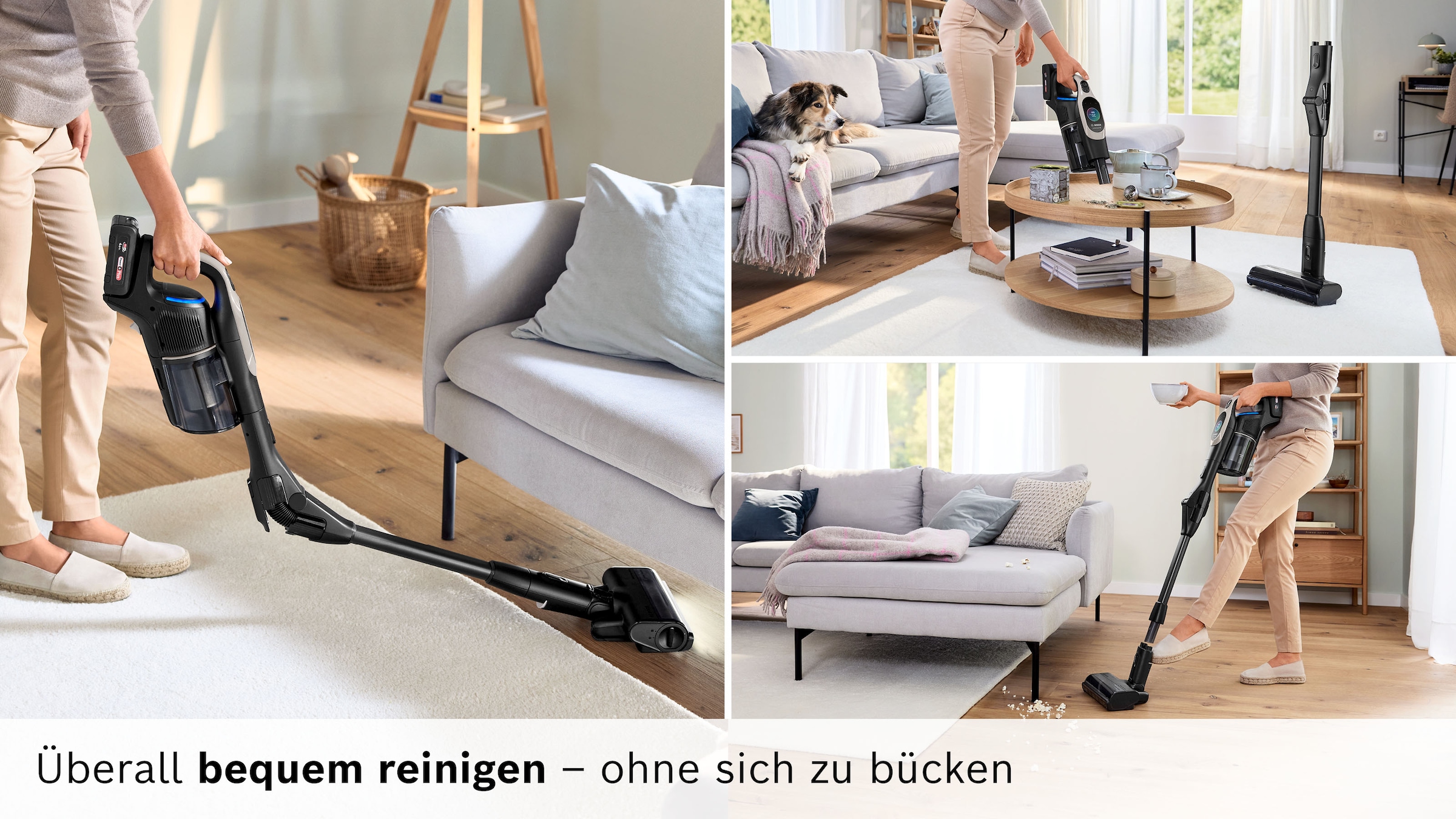 BOSCH Akku-Stielstaubsauger »BTS1042GQC« Display, Knickrohr, HEPA-Filtersystem, Schnellladegerät, 2 Akkus, grau