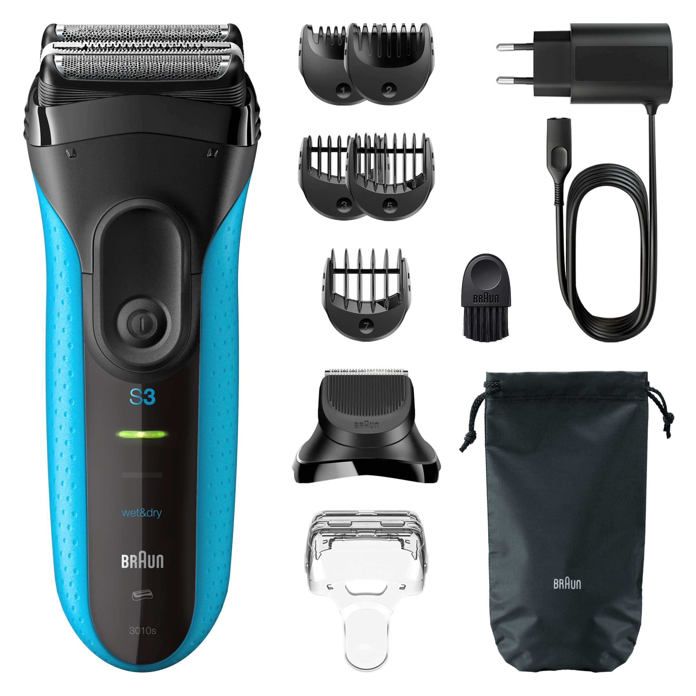 Braun Elektrorasierer »Series 3+ 3010BT«, 6 St. Aufsätze, 3 flexible Klingen, effizienter MicroComb Mitteltrimmer