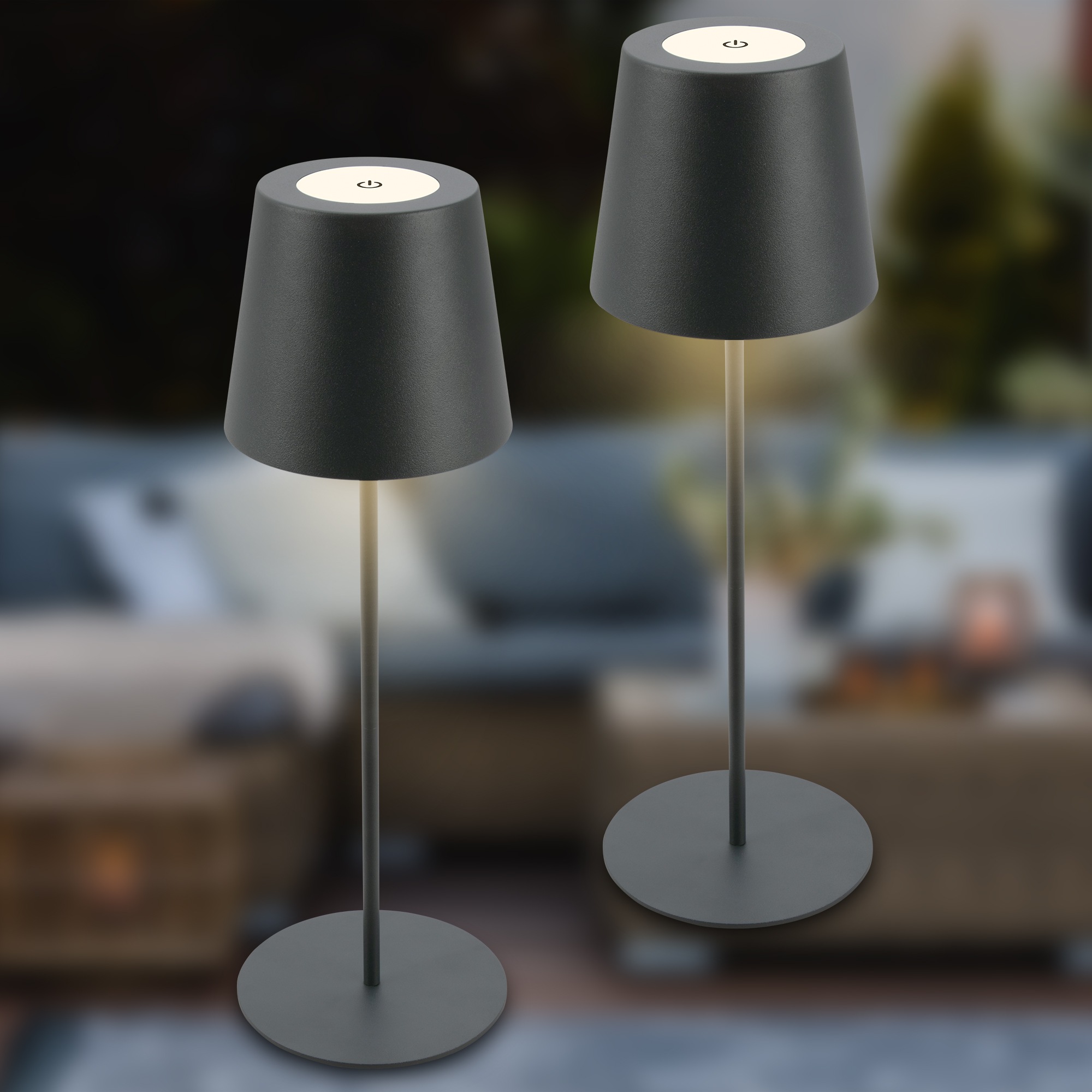 Briloner Leuchten Tischleuchte »2er Set LED Tischlampe kabellos, anthrazit« 2er Set LED Tischlampe kabellos 36x10,5 cm Anthrazit