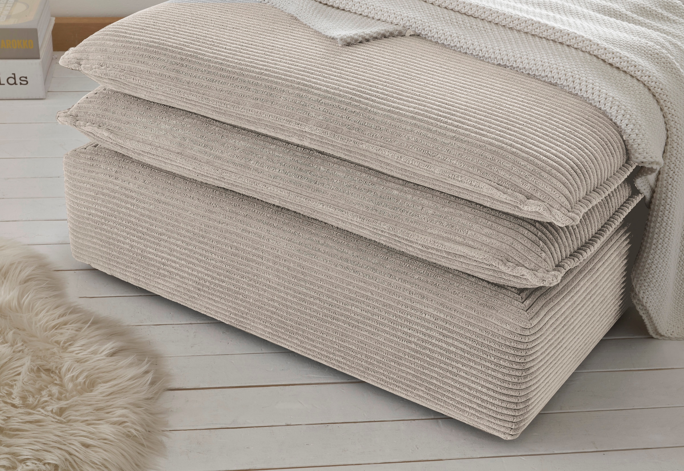 Places of Style Hocker »PIAGGE«, Hochwertiger Cord, passend zum Sessel