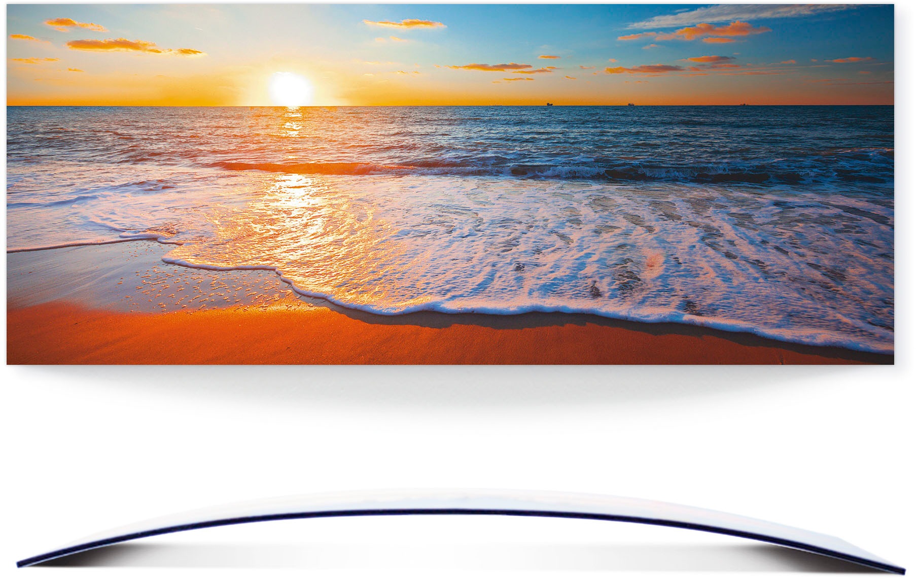 Artland Wandbild »Sonnenuntergang und das Meer«, Strand, (1 St.), 3D Optik gebogen
