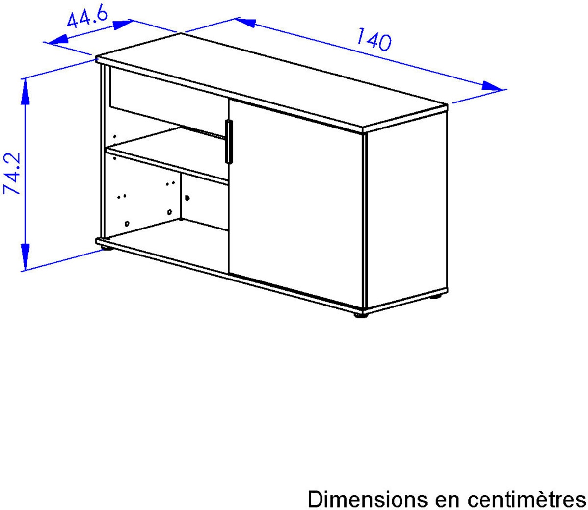 Gami Lowboard »ITALIC« Elegante Credenza, freistehend oder als Schreibtischrücklauf nutzbar