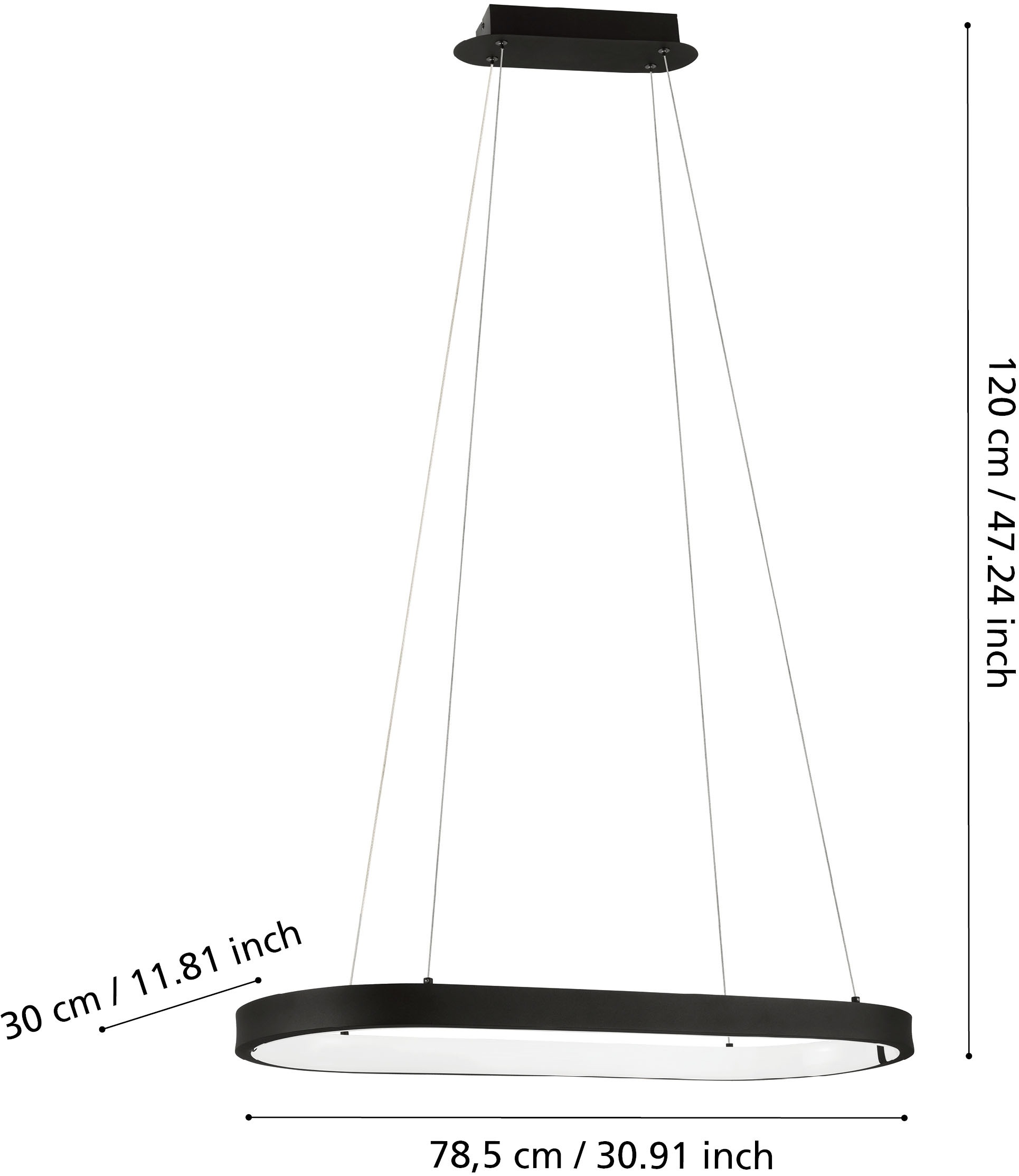 EGLO Hängeleuchte »CODRIALES Pendellampe - Stahl - LED - 27W - IP20« LED-Modul 1 Stk. Warmweiß Hängelampe, Deckenlampe, Wohnzimmer, Esszimmer, L78 x B30 x H110 cm