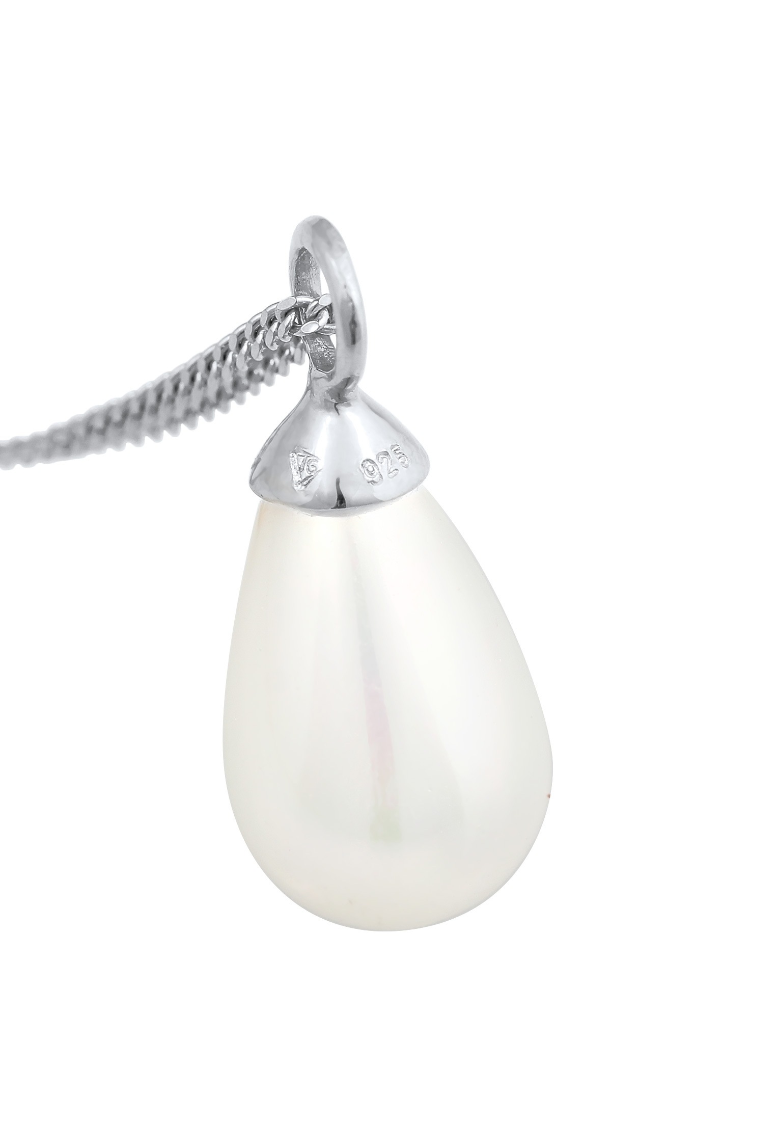 Nenalina Lange Kette »Halskette Anhänger Muschelkernperle Tropfen 925 Silber«
