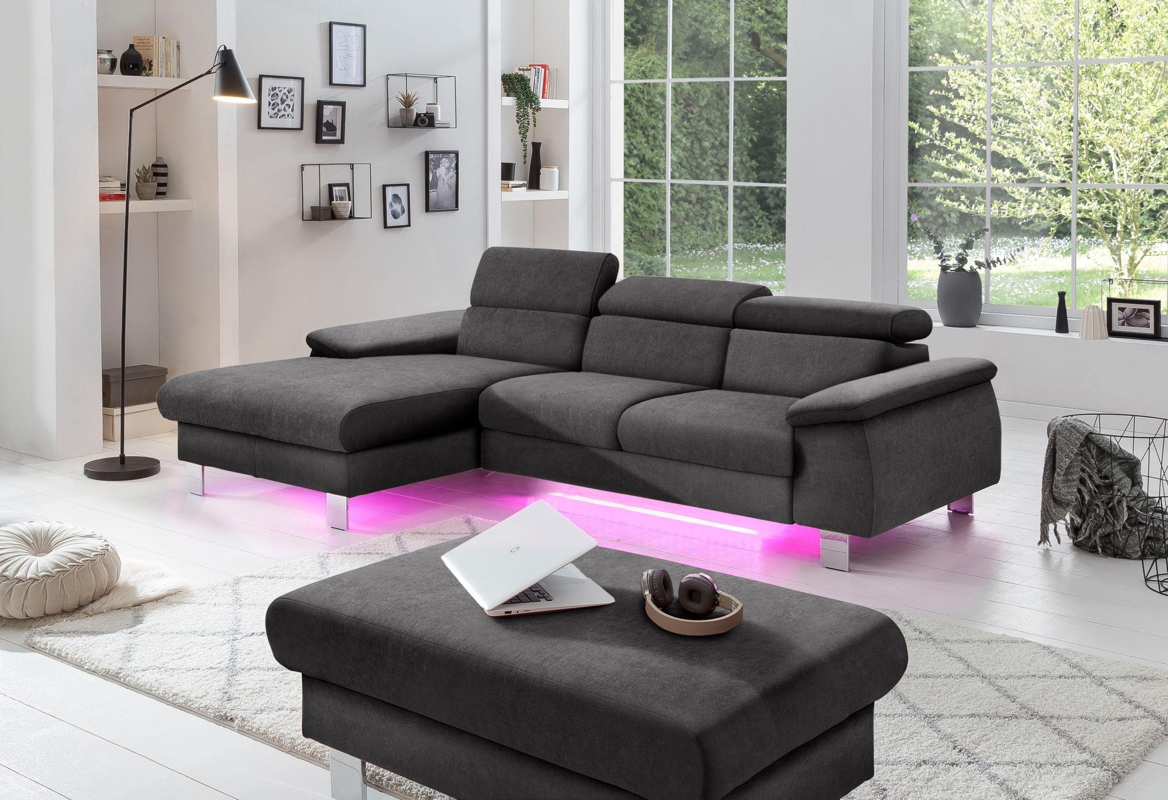 COTTA Polstergarnitur »Komaris L-Form«, (Set), Set bestehend aus: Ecksofa mit Kopfteilverstellung & Hocker