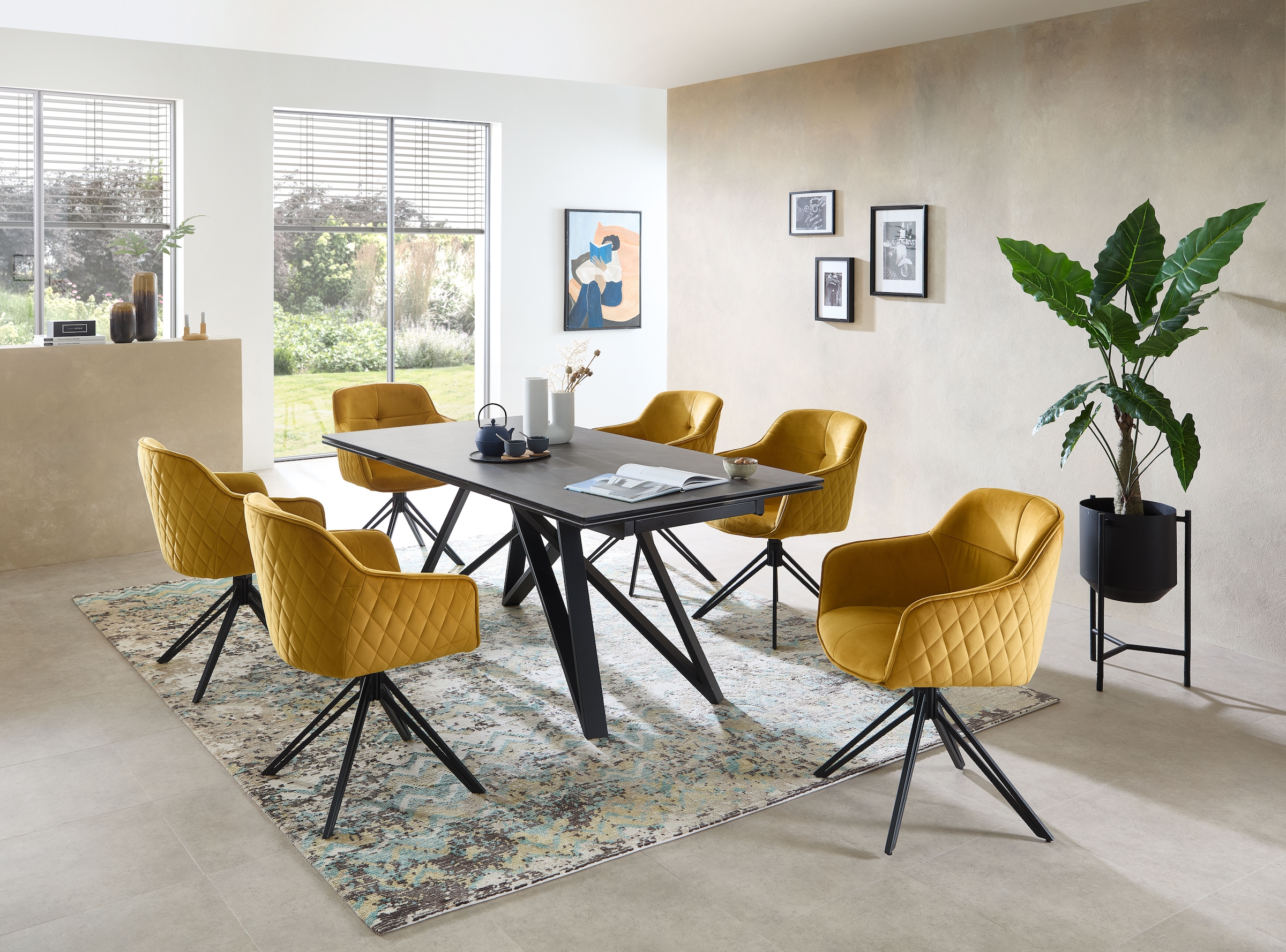 Stolkom Esstisch »Charly Esszimmertisch Keramik, ausziehbar 280 cm, BxHxT 180x75x95 cm«, Keramikoberfläche,Tischplatte beidseitig ausziehbar 180 auf 280 cm