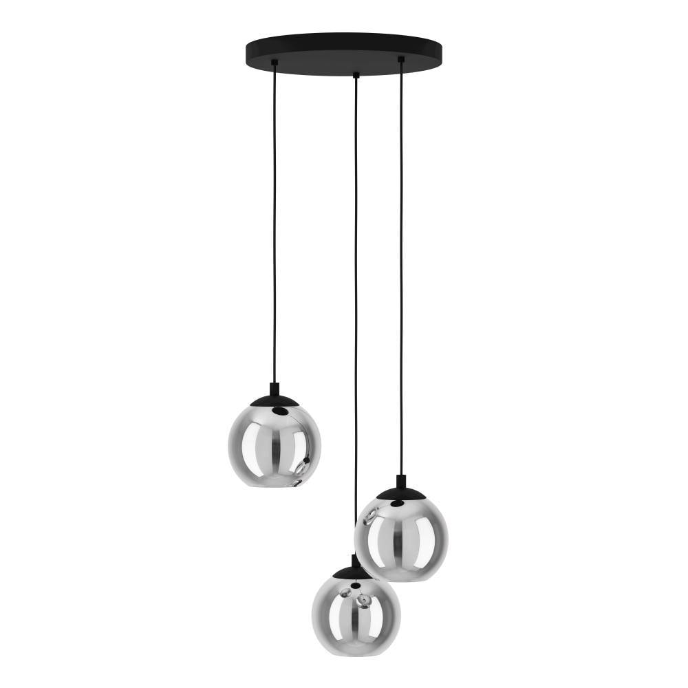 EGLO Pendelleuchte »ARISCANI«, 3 flammig, Leuchtmittel E27 | ohne Leuchtmittel, Lampe für Esstisch, Hängeleuchte, Rauchglas schwarz transparent, E27
