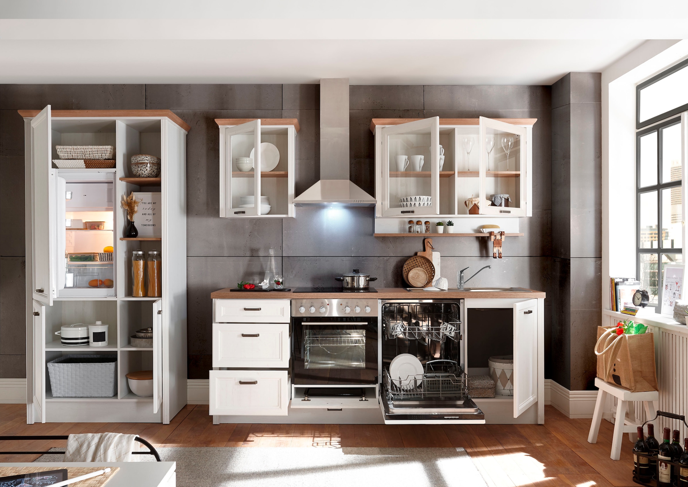 KOCHSTATION Küche »Jasmin« 340 cm breit, wahlweise mit oder ohne E-Geräte