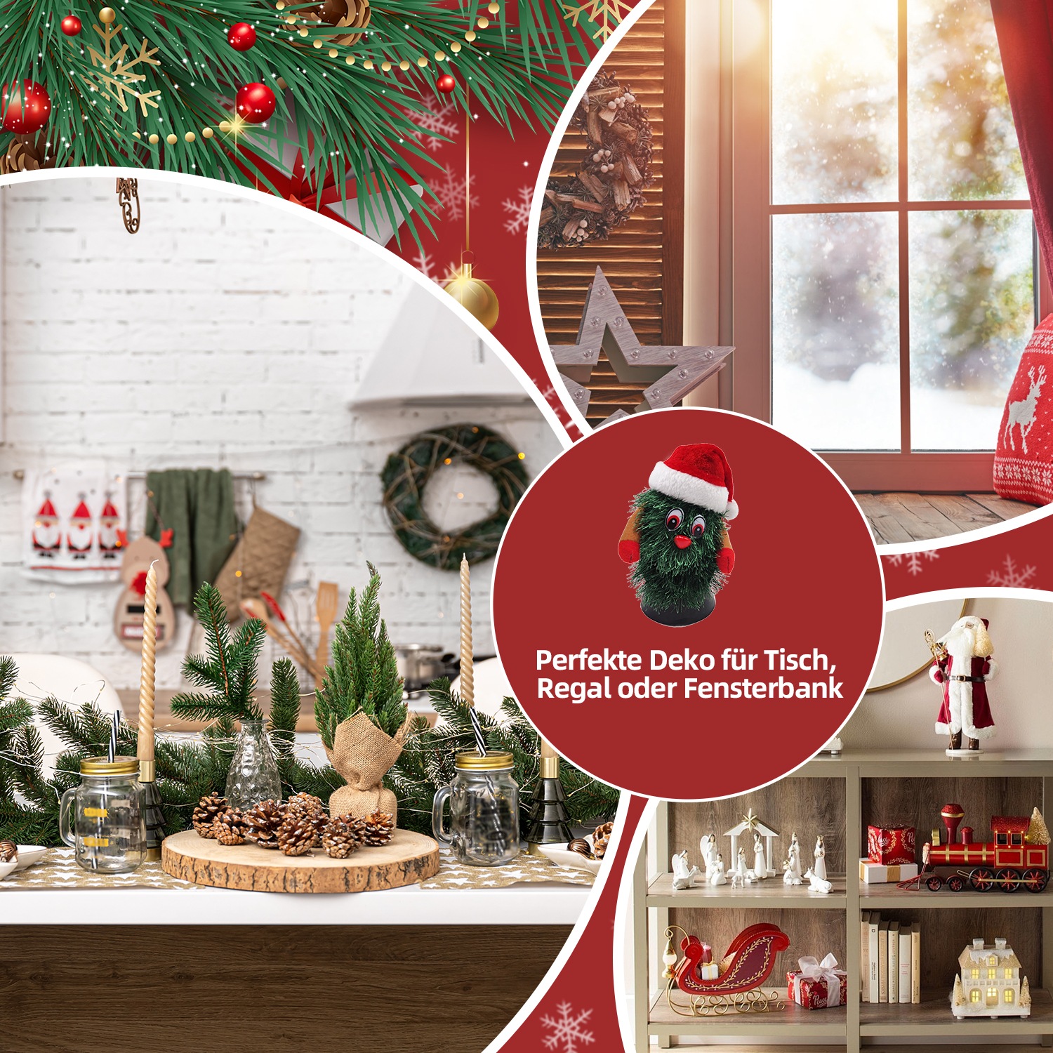 SHX Weihnachtsfigur »Tanzender Weihnachtsbaum«, Bewegung, traditionelles Weihnachtslied