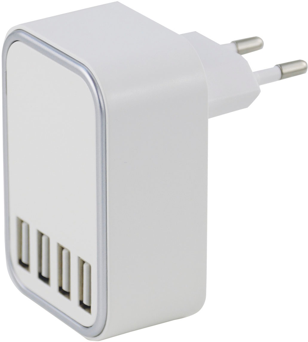 easy! BY FHL USB-Adapter »Hub Ladeadapter - 4 mal USB-Port«, Ladeadapter USB, Adapter, 4X USB-Port, Eurostecker, ohne USB-Kabel