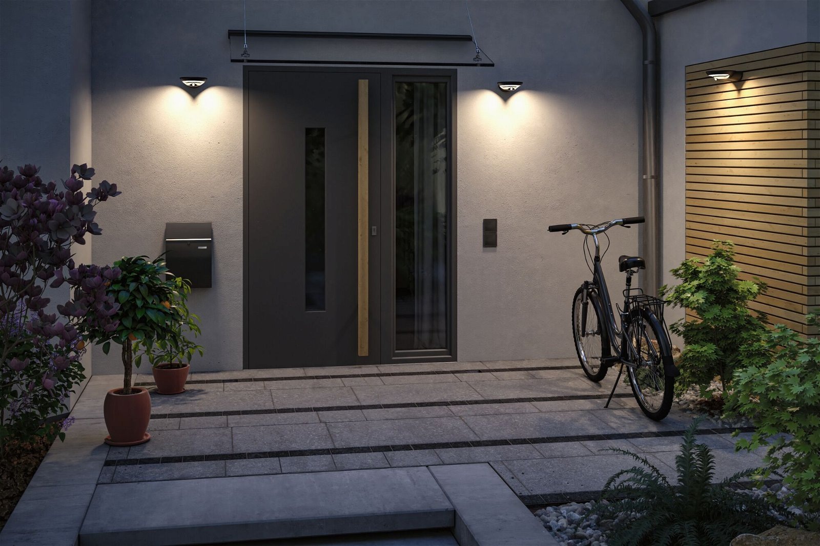 Paulmann LED Außen-Wandleuchte »Solar Bordola IP44 180x211mm 3000K 3,5W 220lm Anthrazit Kunststoff«, 1 flammig, Bewegungsmelder