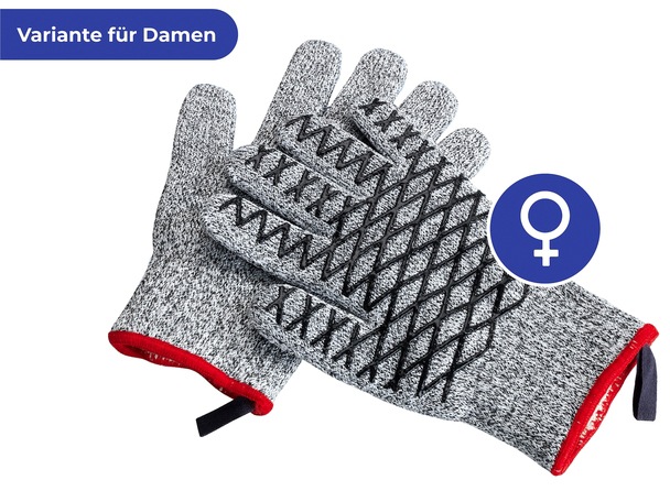 Maximex Grillhandschuhe »2in1«, (Set, 2 tlg.), Schnittschutzhandschuhe für Damen, hitzebeständige Küchenhandschuhe