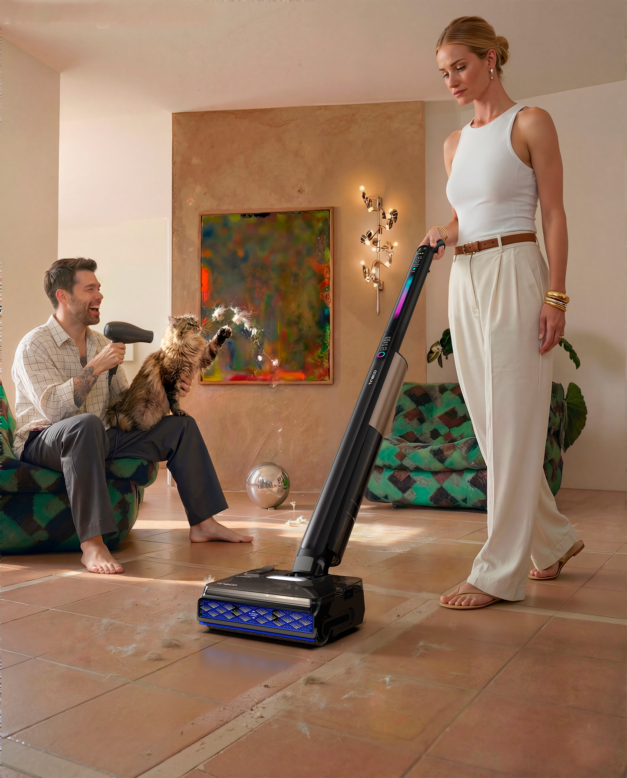 Tineco Nass-Trocken-Sauger »FLOOR ONE S7 Fold Elite, schlankes Design, 22.000pa, 70 Min Laufzeit« Auto-Anpassung der Saugleistung, 85° C Heißluft Trocknung, Knickgelenk