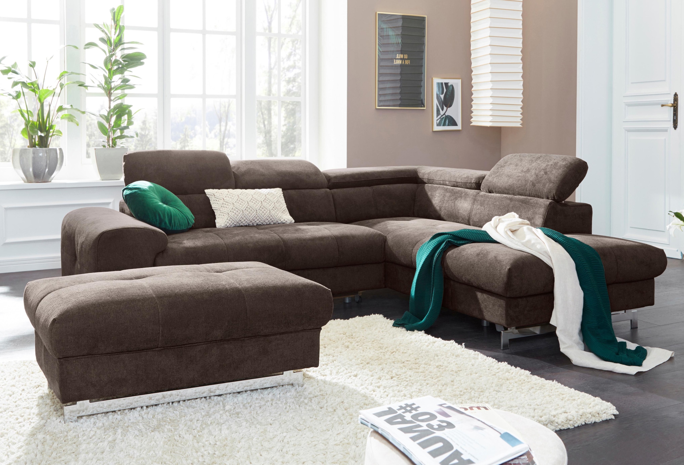 COTTA Ecksofa »Chef L-Form«, mit Kopfteilverstellung, wahlweise mit Bettfunktion & Bettkasten