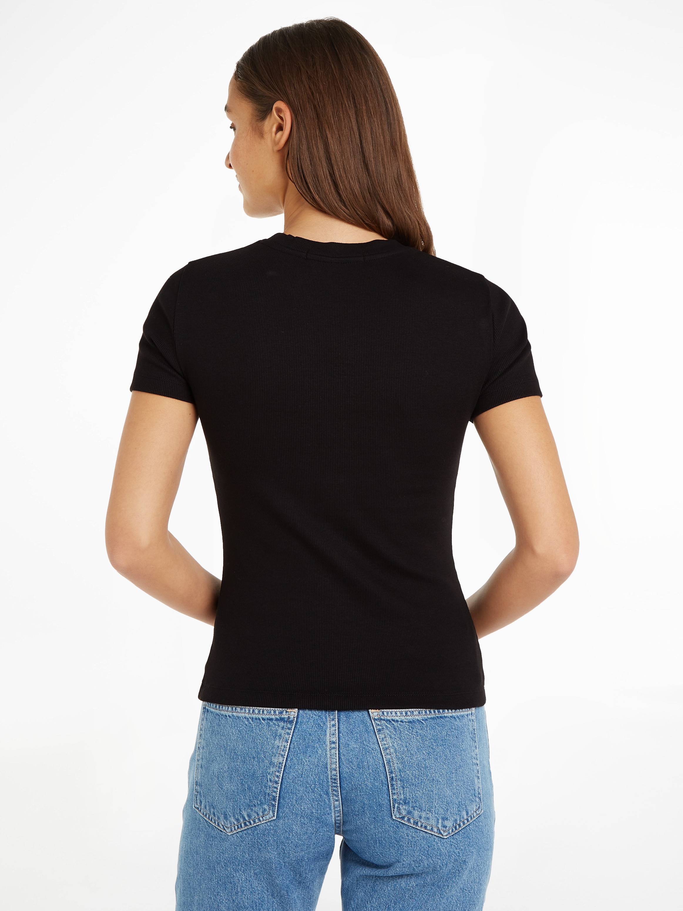 Calvin Klein Jeans T-Shirt »WOVEN LABEL RIB BABY TEE«, mit Logopatch