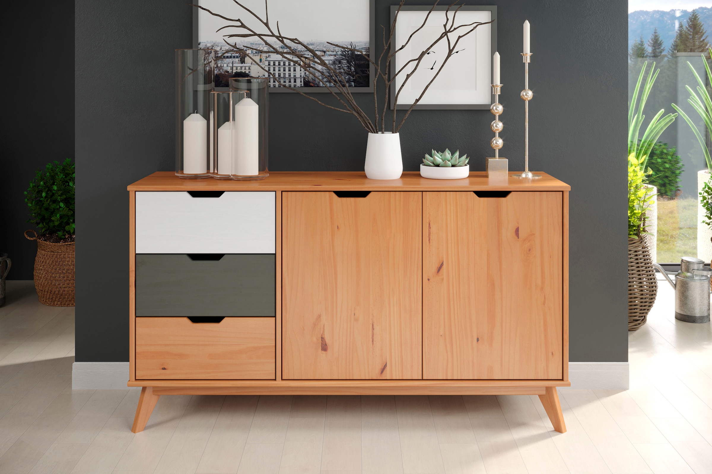 INTER-FURN Sideboard »Scandik«, praktisch und aus massiver Kiefer