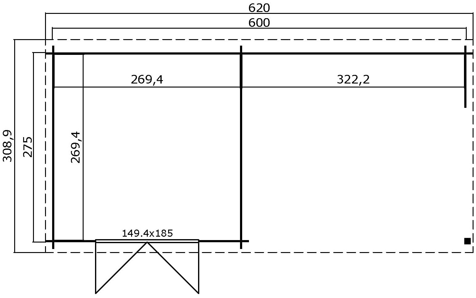 LASITA MAJA Gartenhaus »Novia 275 Plus, Schwedenrot« mit Anbau