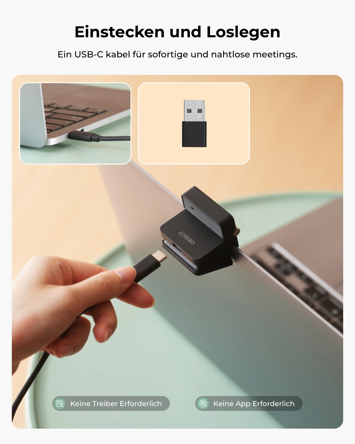 OBSBOT Webcam »Meet Flip« 4K Ultra HD