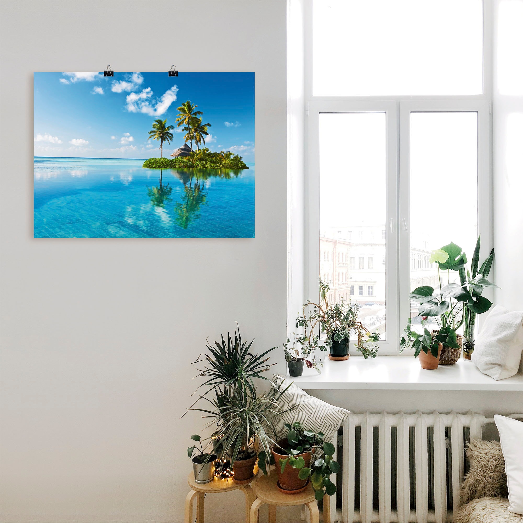 Artland Wandbild »Tropisches Paradies - Insel Palmen Meer«, Amerika, (1 St.), als Alubild, Outdoorbild, Leinwandbild, Poster, Wandaufkleber