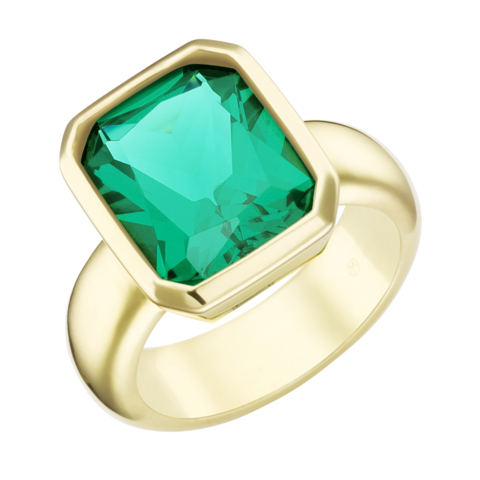 Silberring »Ring mit grünem Kristallstein, vergoldet, Silber 925«