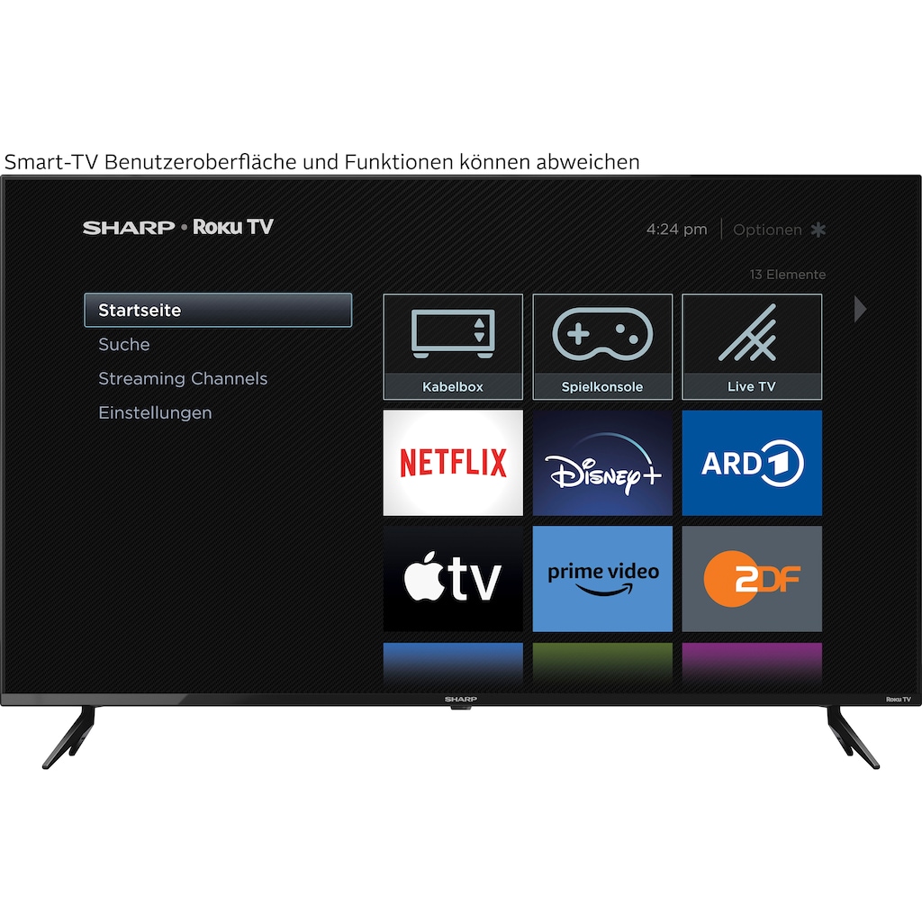 Sharp LED-Fernseher »4T-C55FJx«, 139 cm/55 Zoll, 4K Ultra HD, Smart-TV, Roku TV nur in Deutschland verfügbar, Rahmenlos, HDR10, Dolby Digital