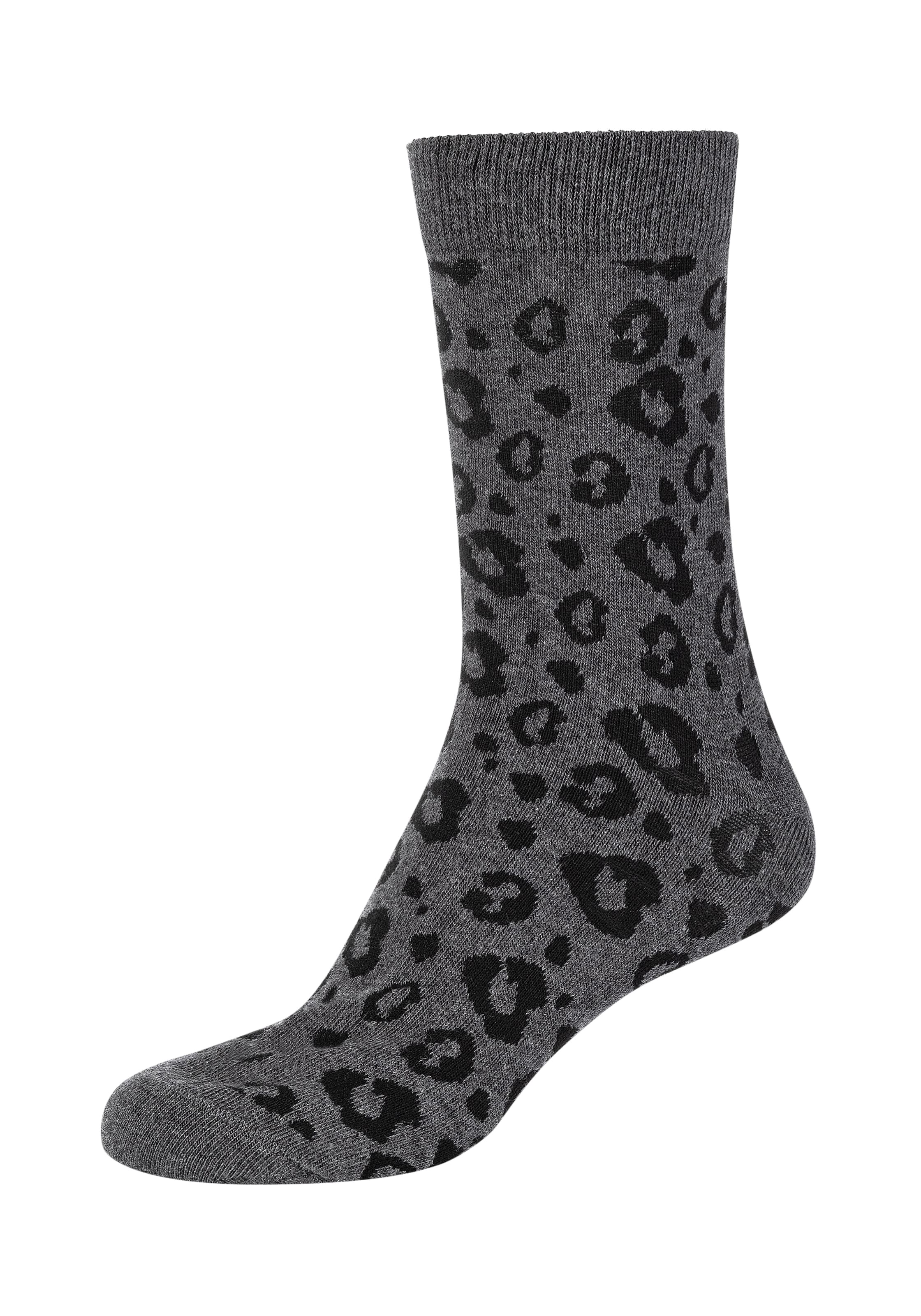 Camano Socken »ca-soft«, (4 Paar), Leopard Socks, Piqué-Bund, verstärkte Ferse und Spitze