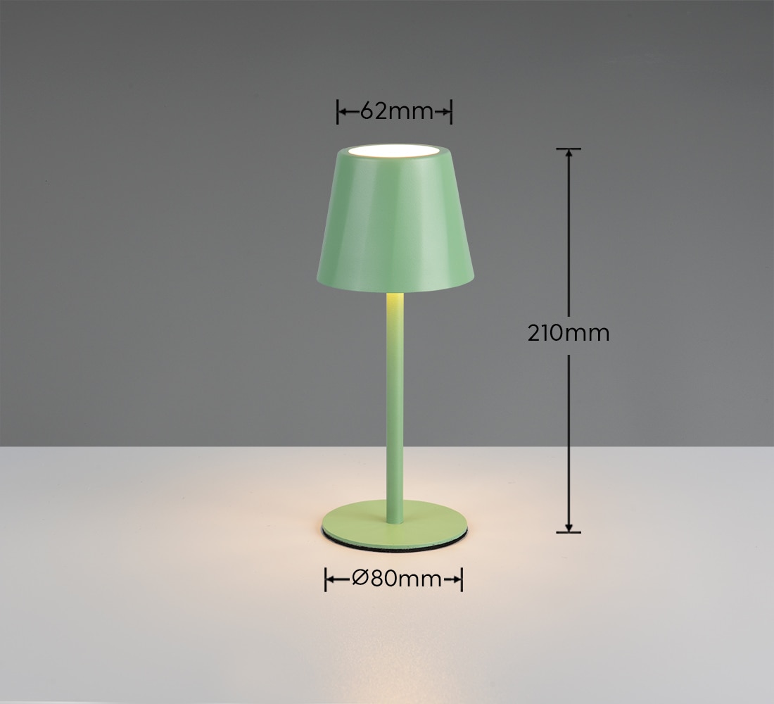REALITY Leuchten LED Tischleuchte »DIAZ, Outdoor Akku Tischlampe Höhe 21 cm Ø 8,5 cm, IP44, Touchdimmer« LED-Board 1 Stk. Farbwechsler | warmweiß - kaltweiß CCT Lichtfarbe einstellbar 2700-6500K, 160 Lumen, 1,6W, USB Anschluss