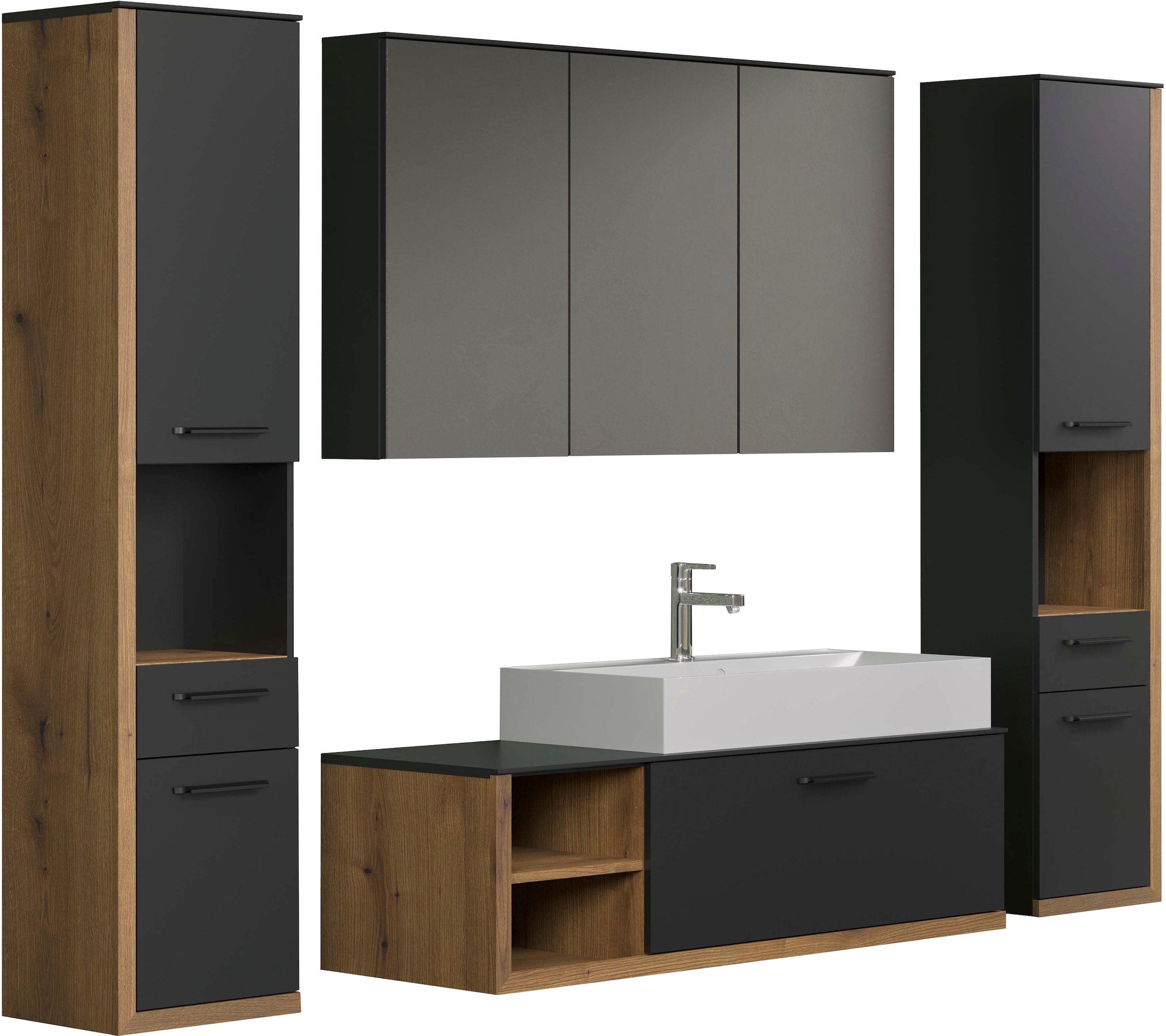 INOSIGN Badmöbel-Set »Premont«, (4 St.), Hängende, elegante Badezimmermöbel mit Mineralguss-Aufsatzwaschbecken