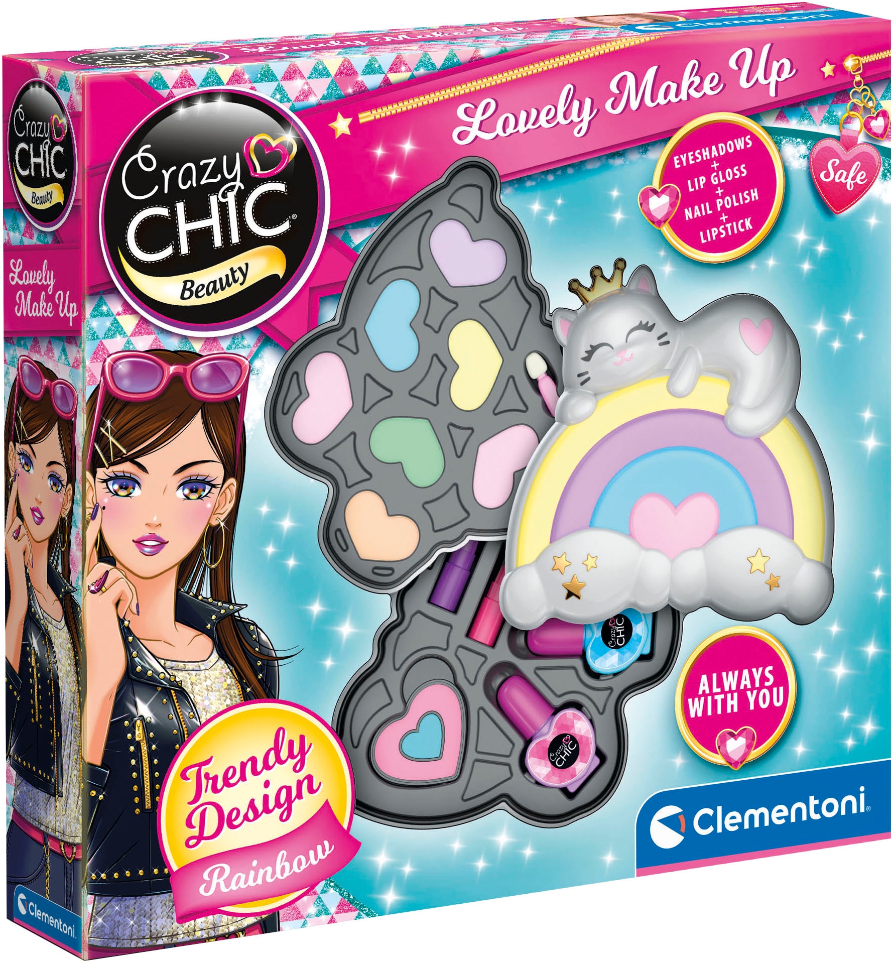 Clementoni® Kreativset »Crazy Chic, Regenbogen-Schminkkasten«, Made in Europe