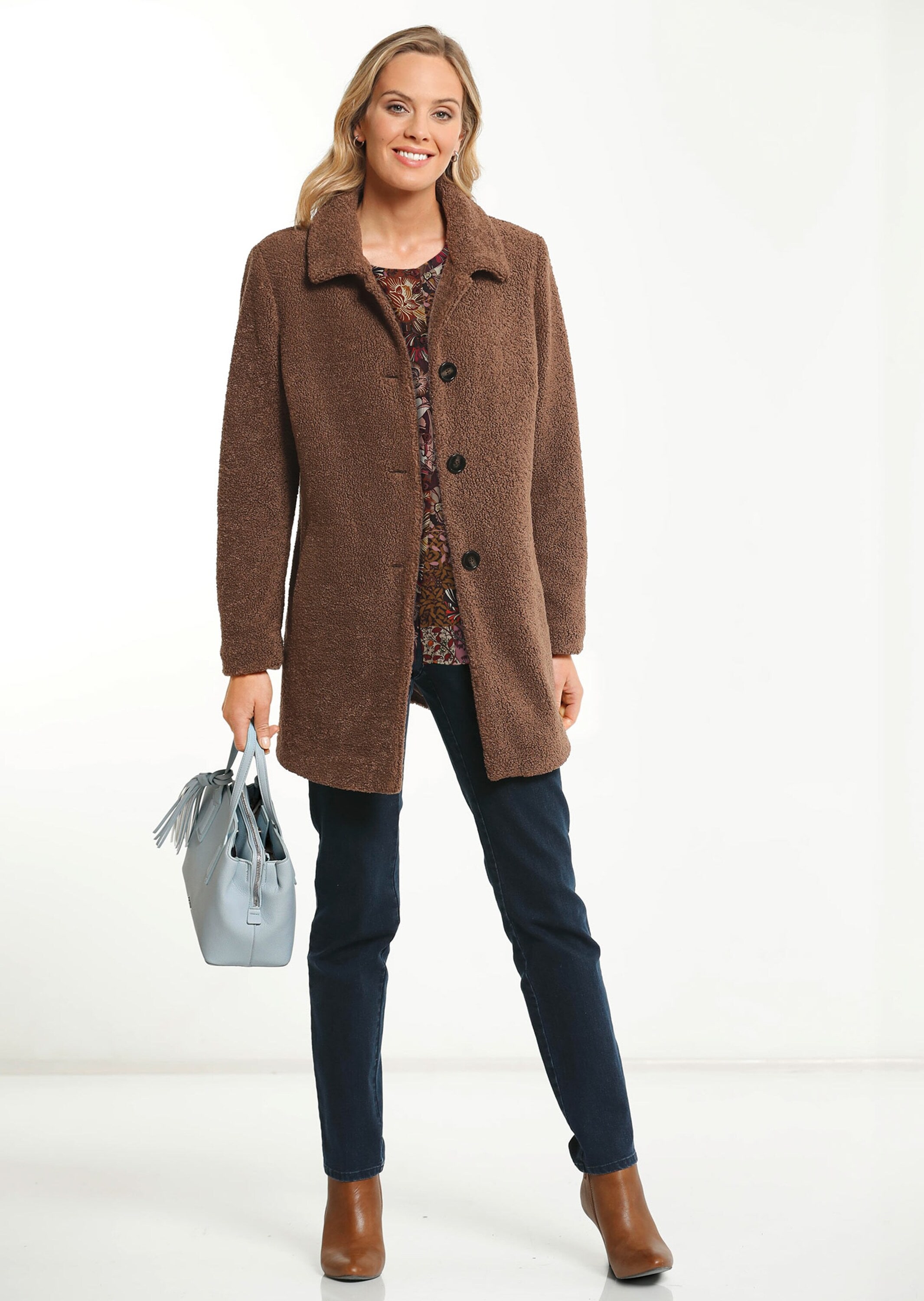 GOLDNER Langmantel »Eleganter Pelzimitat-Mantel«