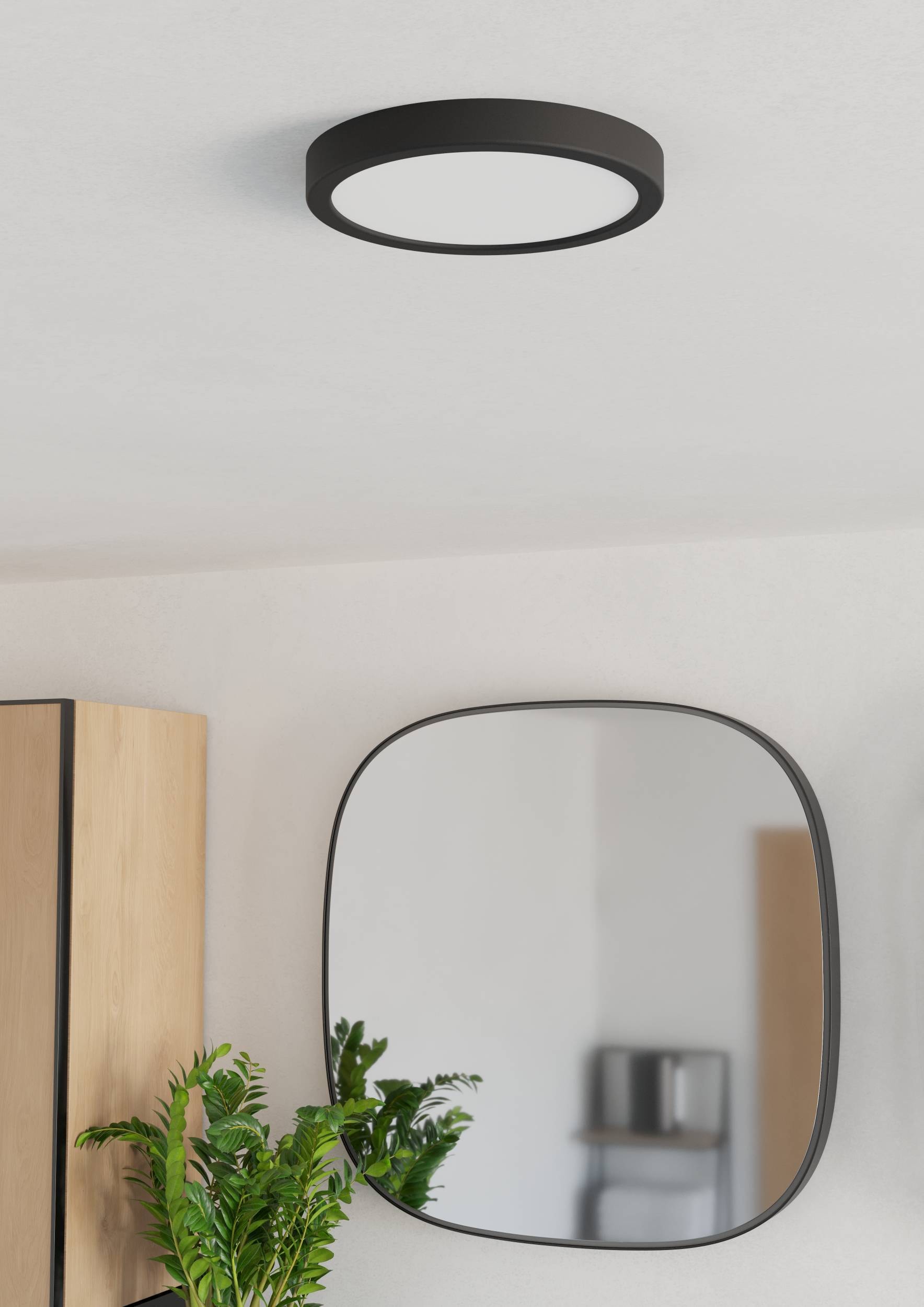 EGLO Aufbauleuchte »Fueva 6 Deckenleuchte, Badlampe Decke, Kunststoff, Deckenbeleuchtung« LED-Modul 1 Stk. Kaltweiß | Neutralweiß | Warmweiß Aufbauleuchte - H2,5 x Ø21,1 cm - schwarz - 11,5W inkl.