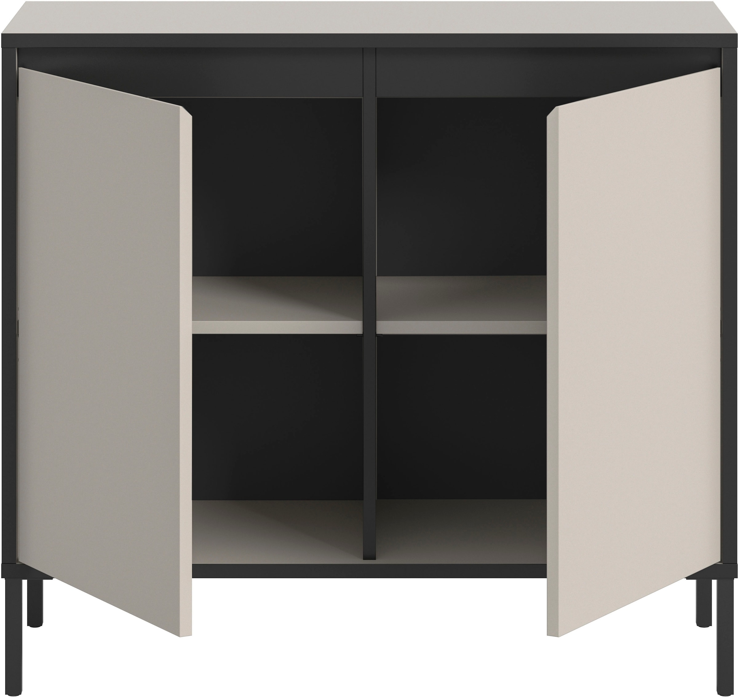 Home affaire Kommode »NORT, Höhe: 92 cm, mit Metall Stabfuß, 2 Türen, 2 Einlegeböden« Anrichte, Sideboard, Schrank, Board, Highboard