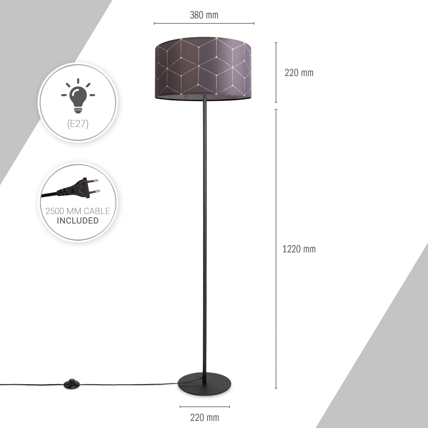 Stoff Textilschirm Abstrakt Stehlampe Paco 3 Garantie Jahren mit XXL Wohnzimmer kaufen Home online »Luca Stehlampe Cube«, | Rund Lampenschirm
