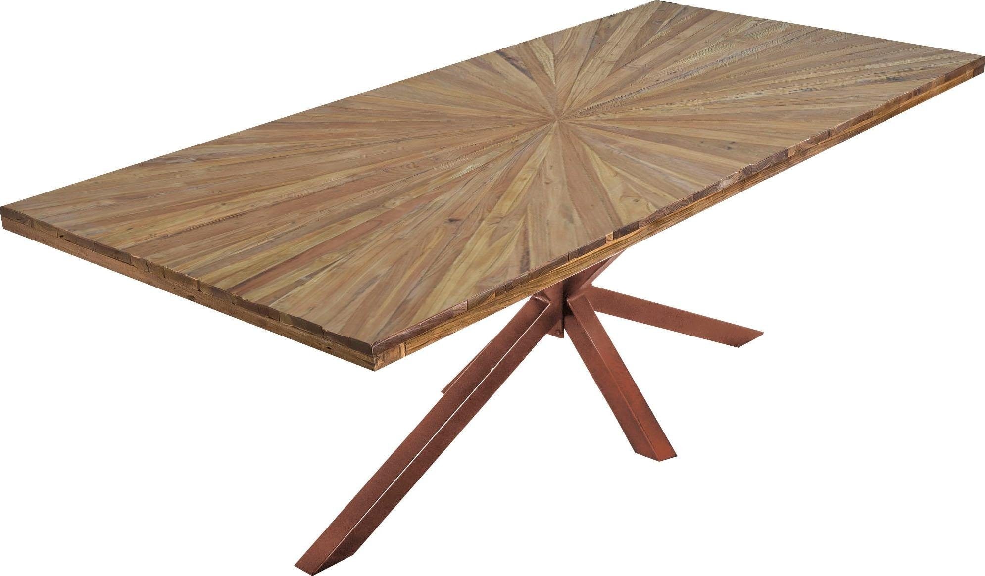 SIT Esstisch »Visby Teakholz Massivholztisch mit Sonnen-Design & Stern-Gestell« 50 mm starke Teakholzplatte mit markantem Stern-Gestell