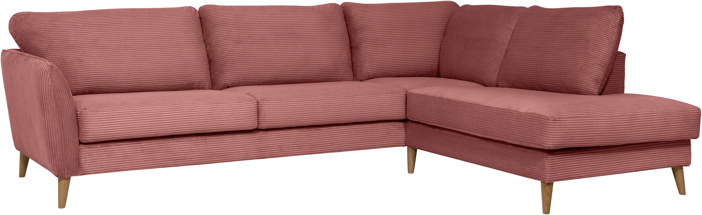 Home affaire Ecksofa »MARSEILLE 278/202 cm, L-Form, Ottom. rechts/links«, Massivholzbeine aus Eiche, in verschieden Bezügen und Farbvarianten